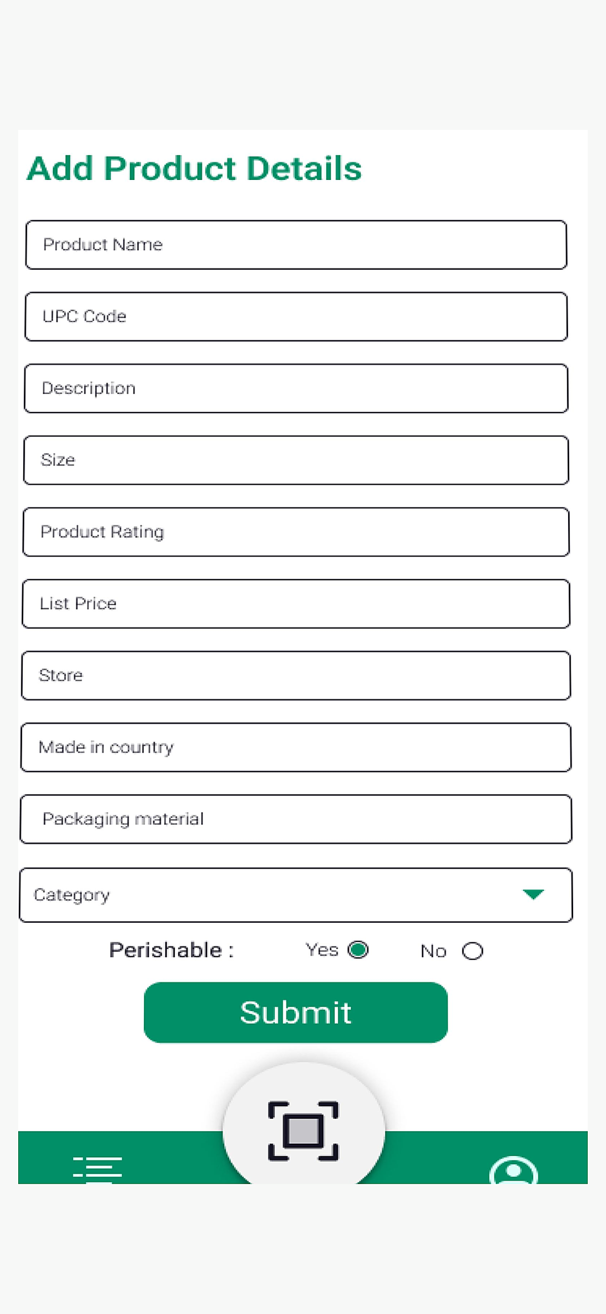 Mobile app — Add product details