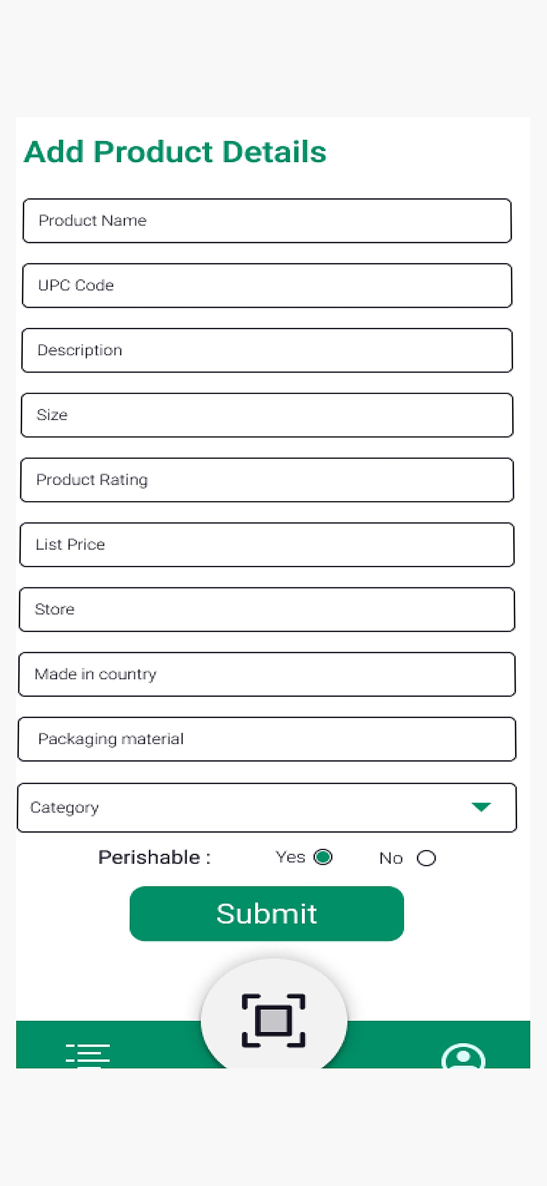 Mobile app — Add product details