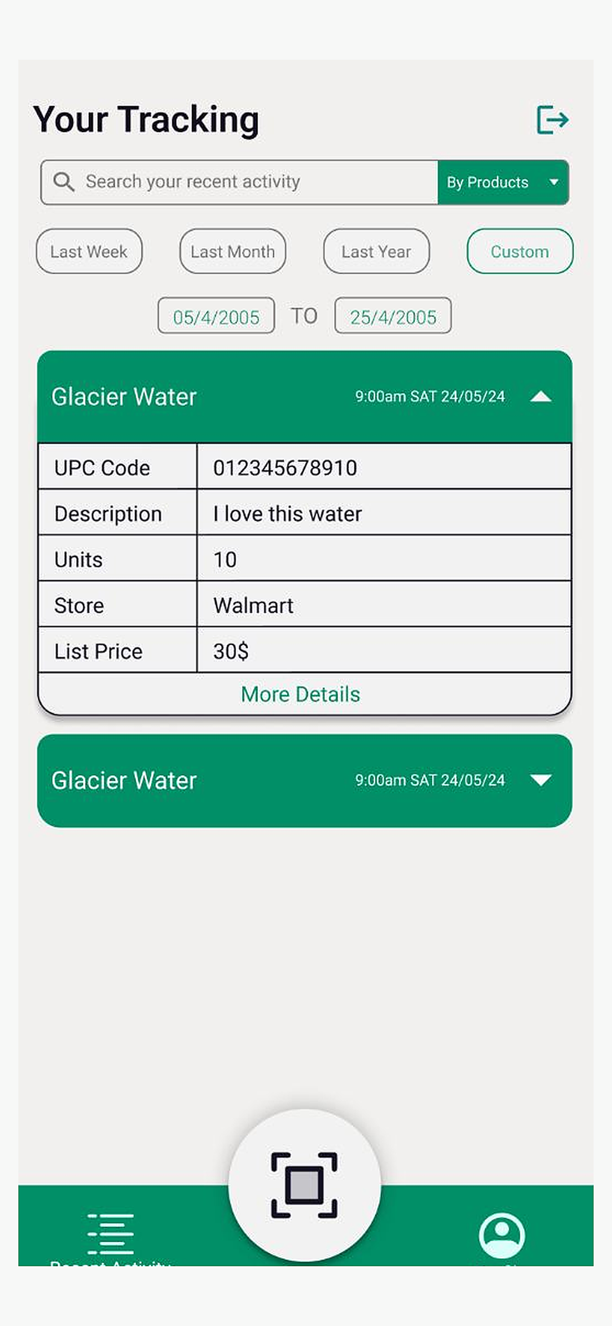 Mobile app — Purchase tracking