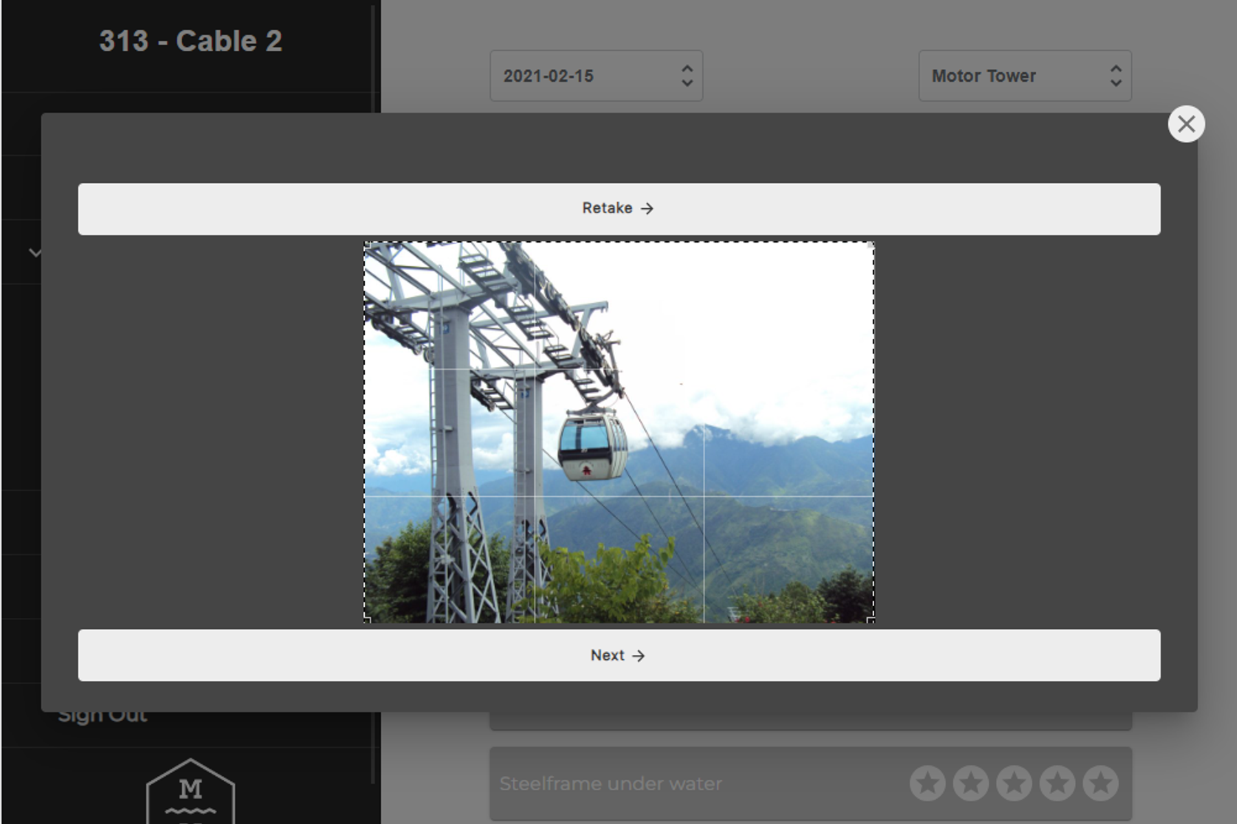 Inspection task — photo capture and documentation during a checkup