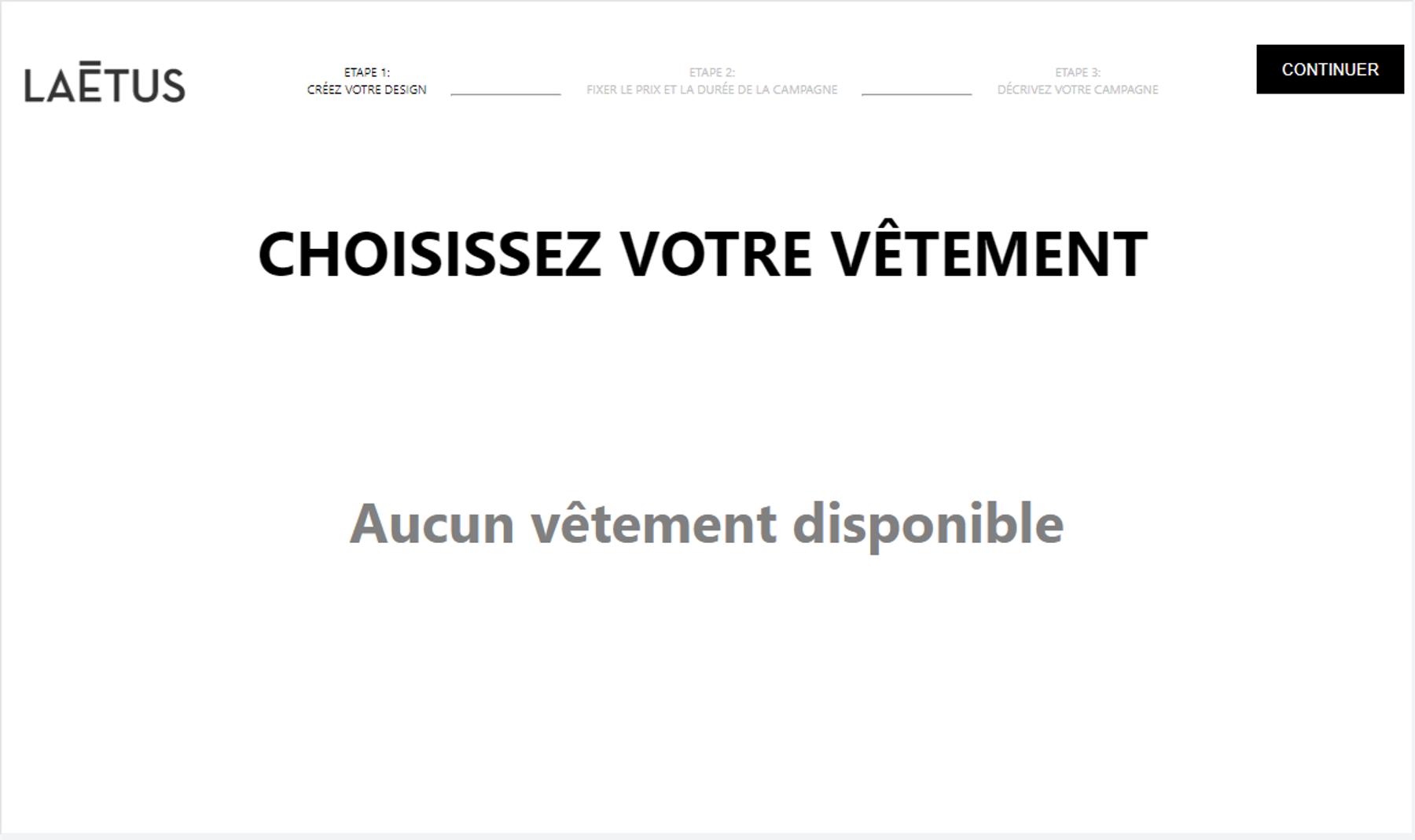 Website — Campaign flow step one, choose your clothing