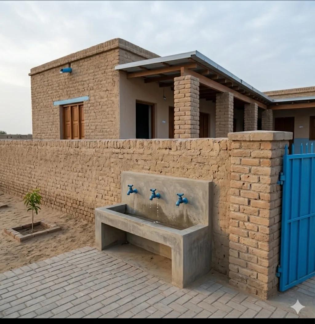 School building with multiple classrooms in Pakistan.