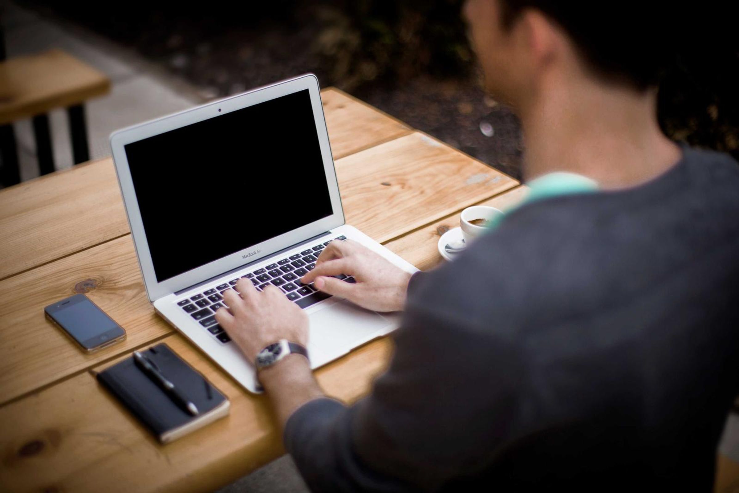 Person working on a laptop