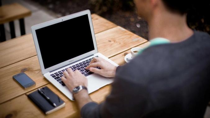 Person working on a laptop