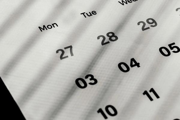 Halaman kalender cetak dengan nama hari dan deretan tanggal, pengingat batas waktu pengumuman RUP di aplikasi SIRUP