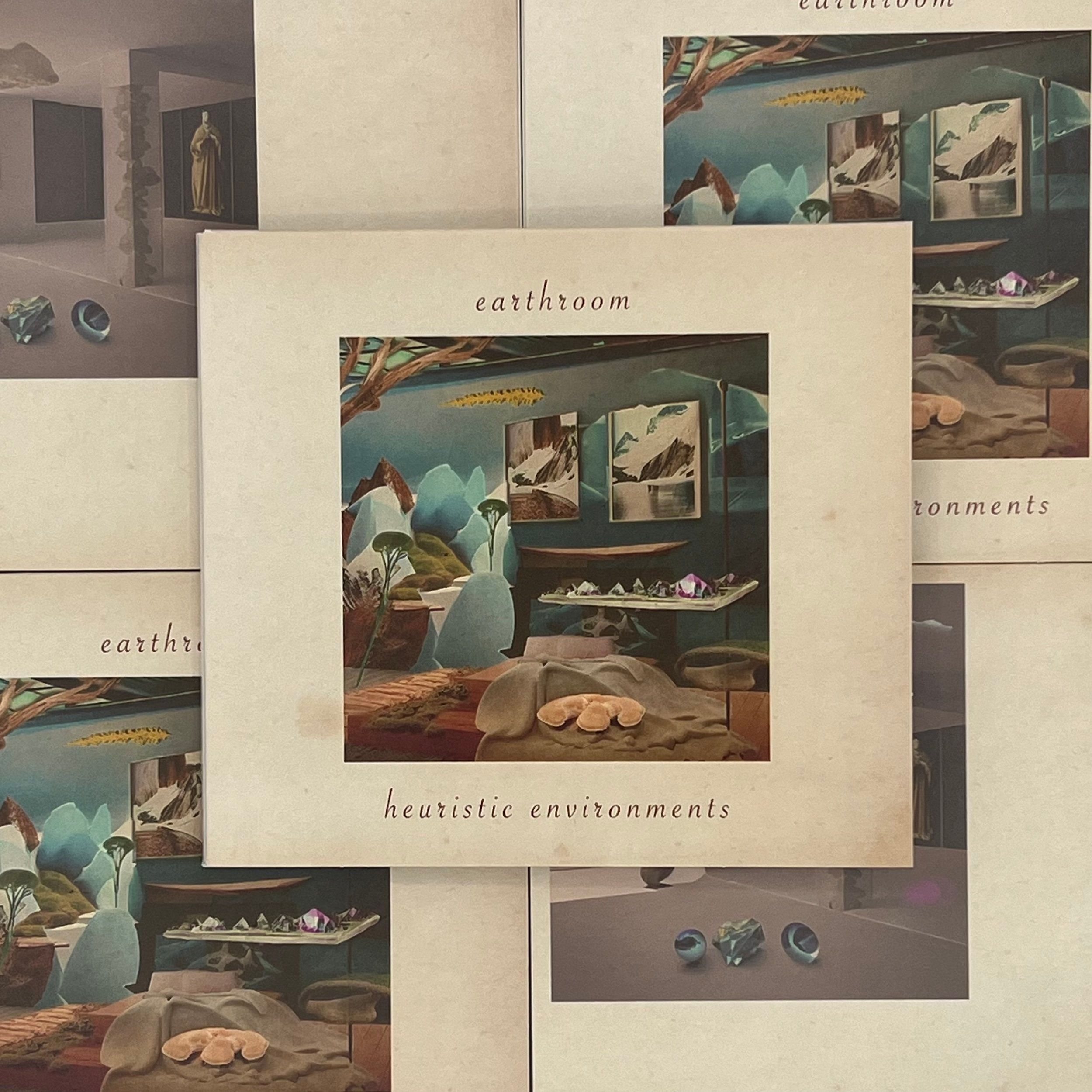 Earthroom's Heuristic Environments album centered atop four others which create a 4x4 grid behind the main LP.