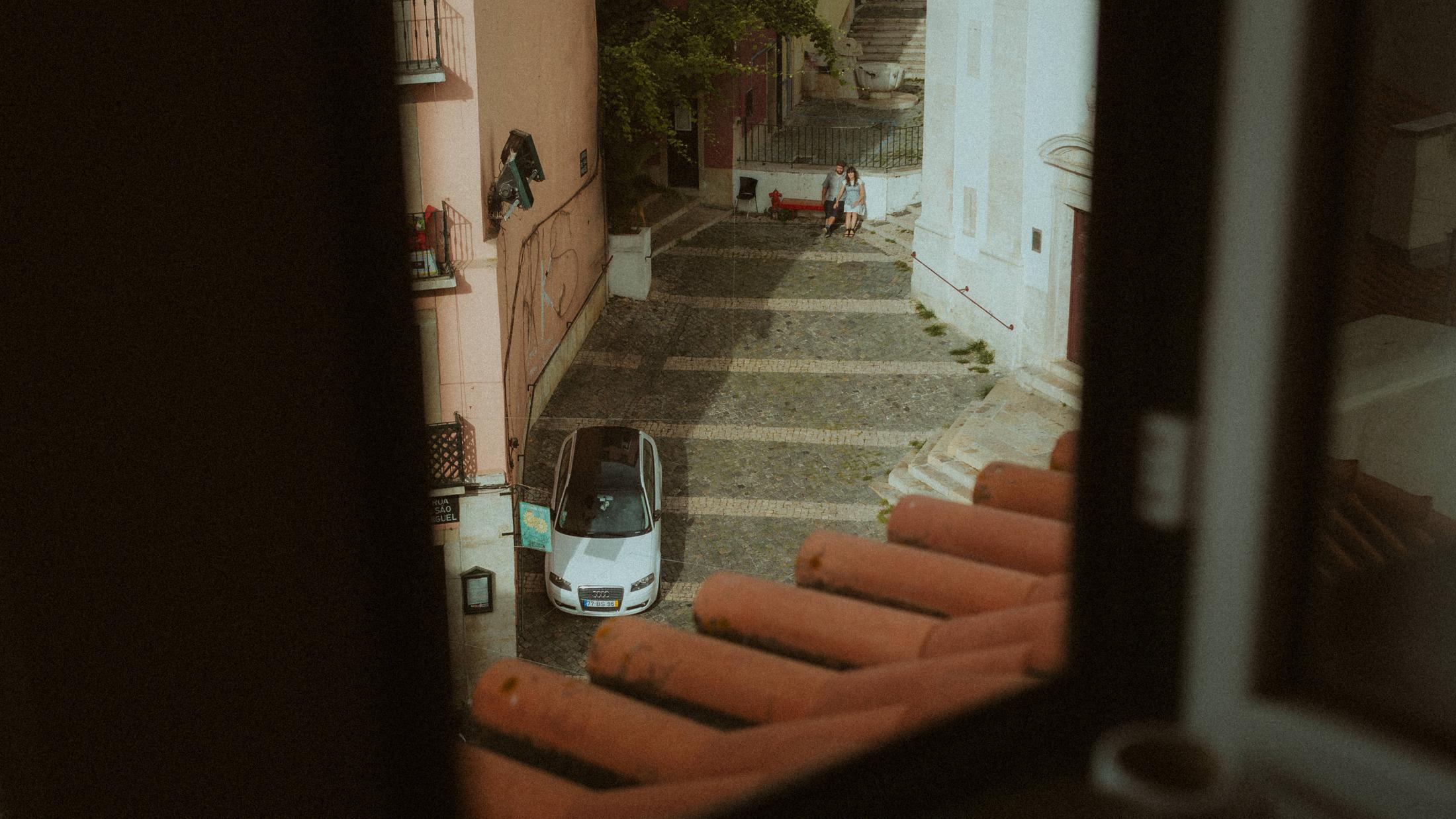 Window view during Ana and Till's Lovers Session in Portugal.