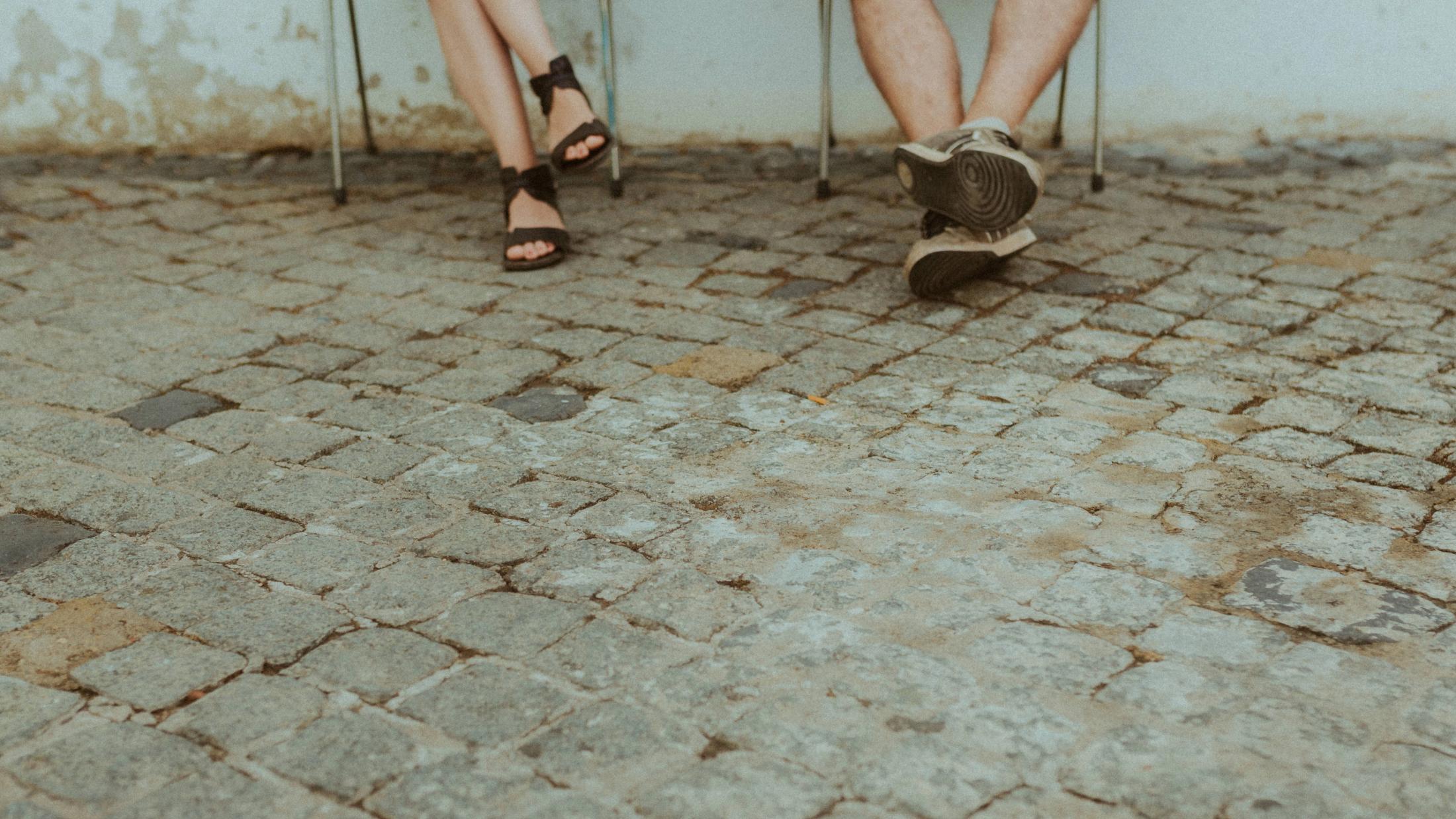 Cobblestone steps during Ana and Till's Lovers Session in Portugal.