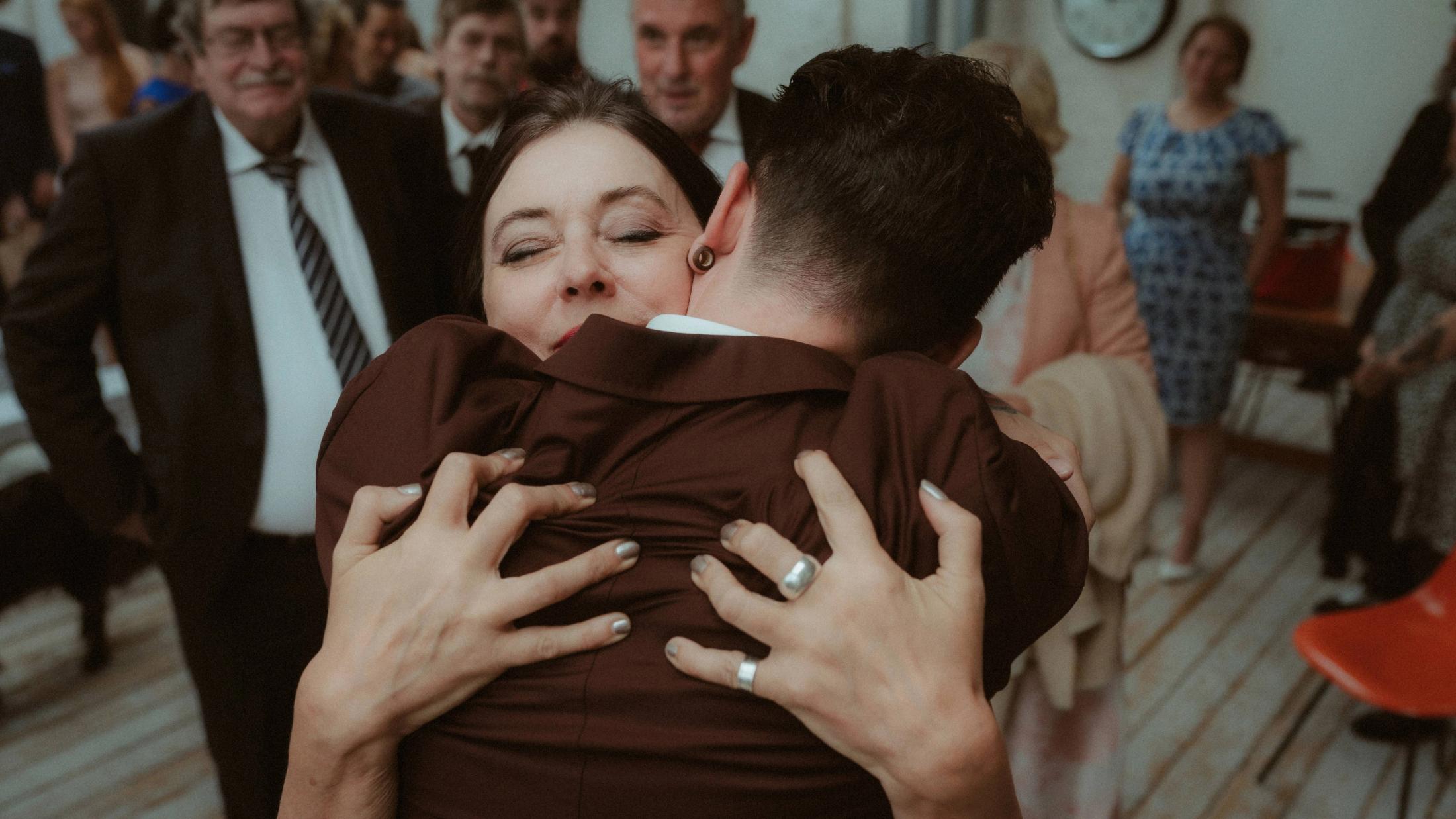 A guest overcome with emotion during the celebration
