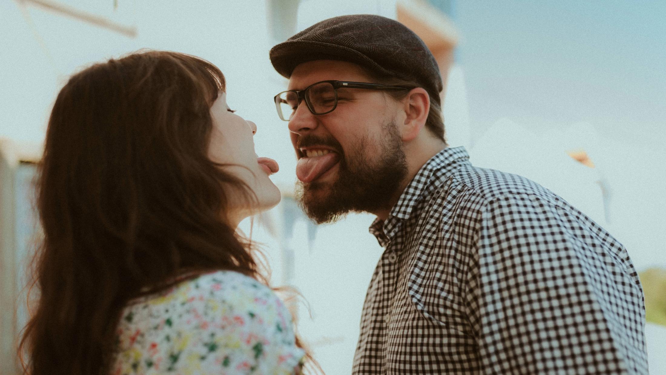Open laughter during Ana and Till's Lovers Session in Portugal.