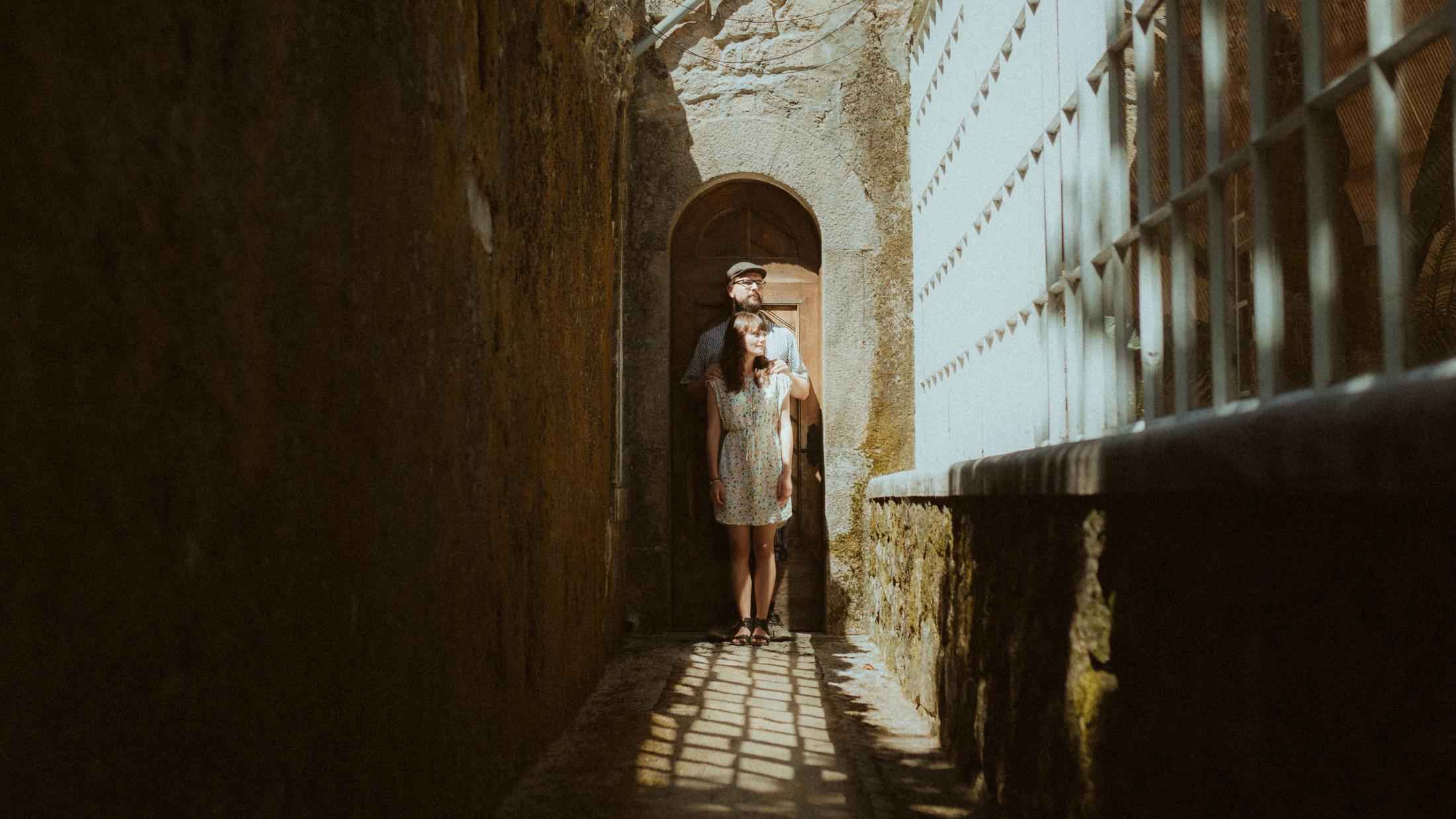 Stone passage during Ana and Till's Lovers Session in Portugal.