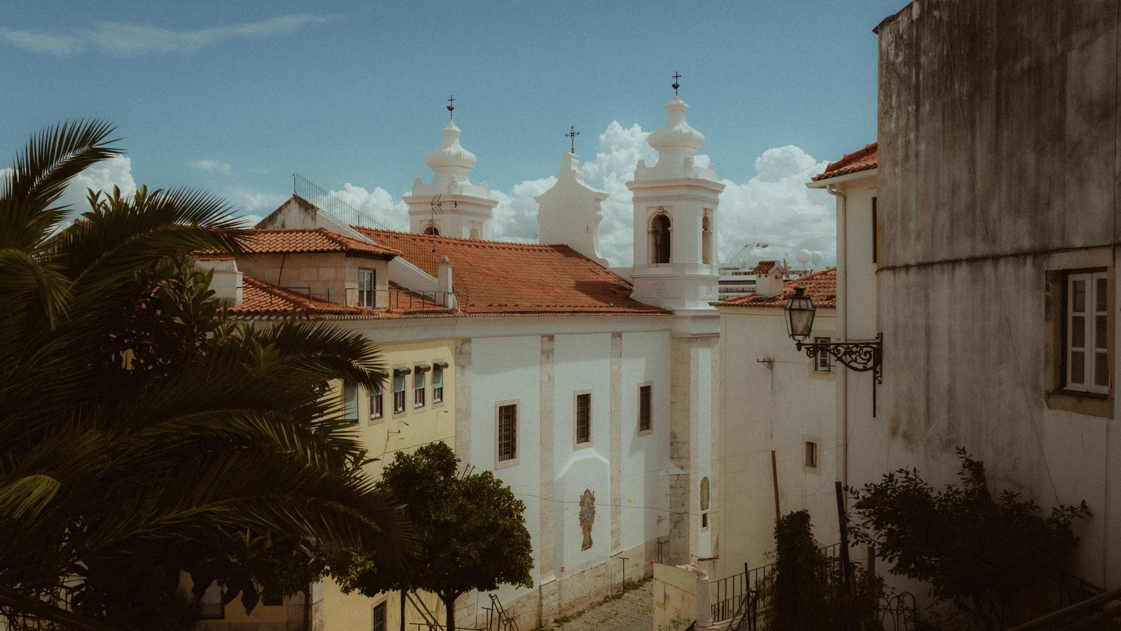 Church rooftops during Ana and Till's Lovers Session in Portugal.