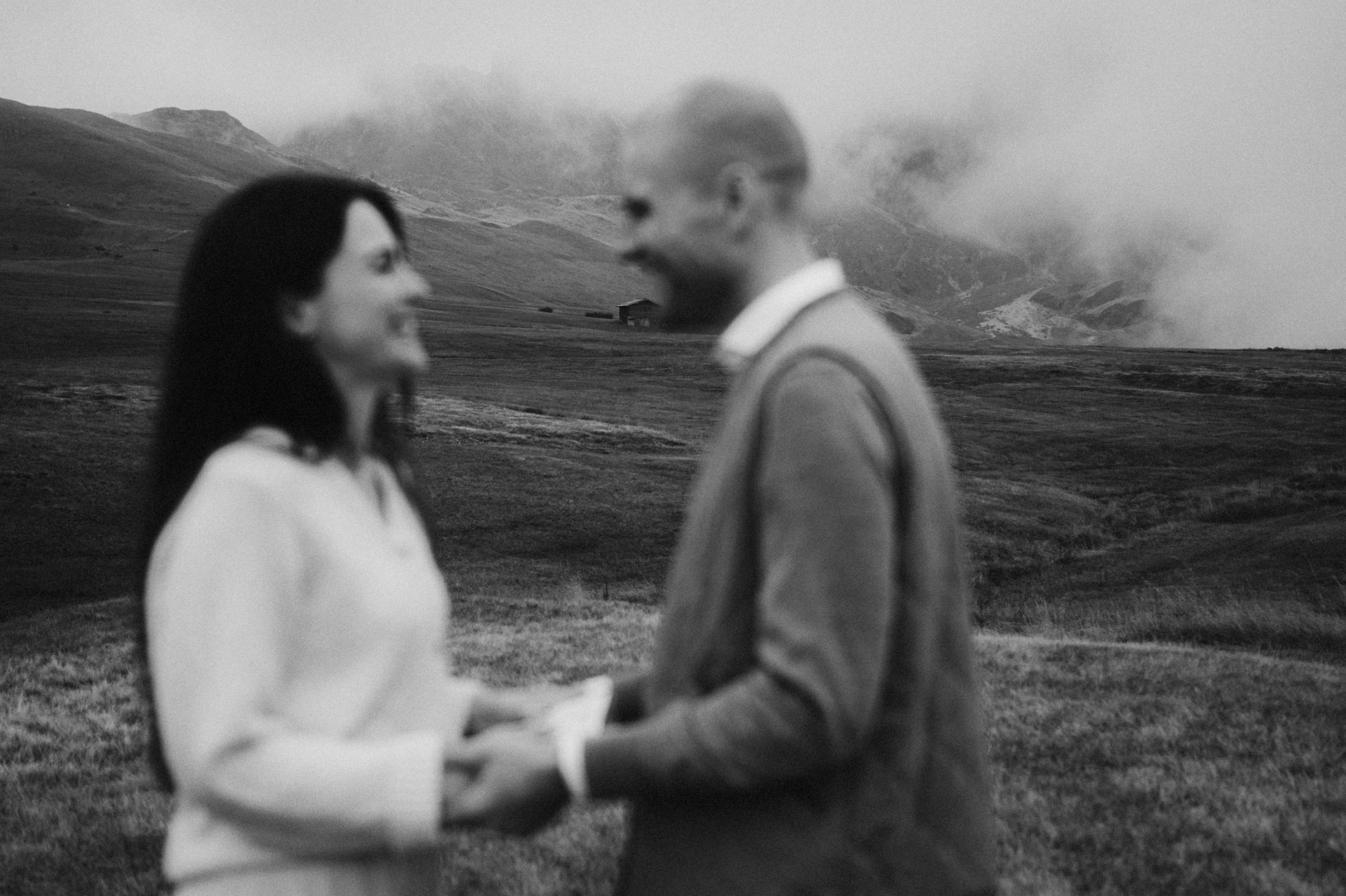 Soft-focus view of Jana and Steffen during their private vows.