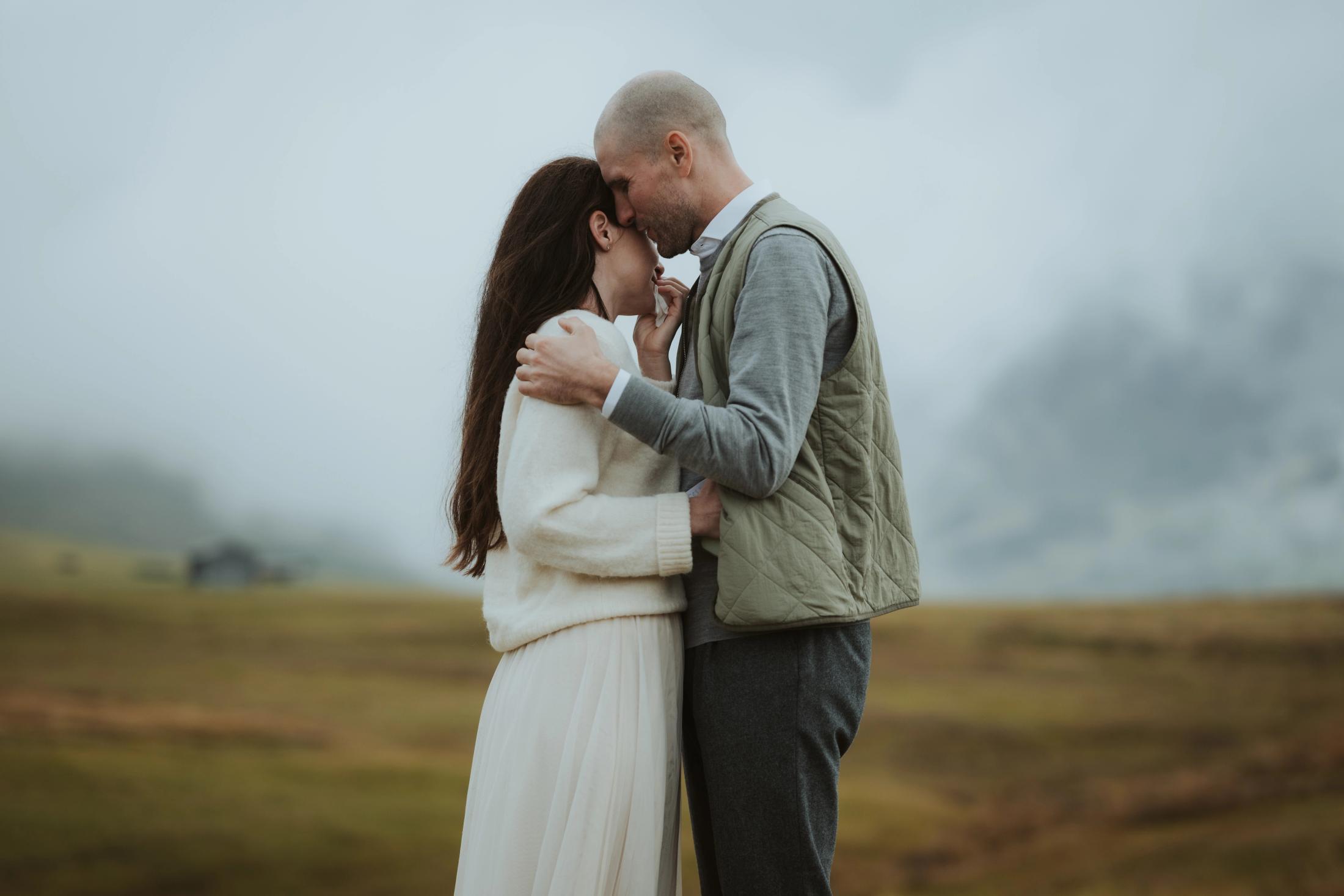 Jana and Steffen kissing after their private vows.