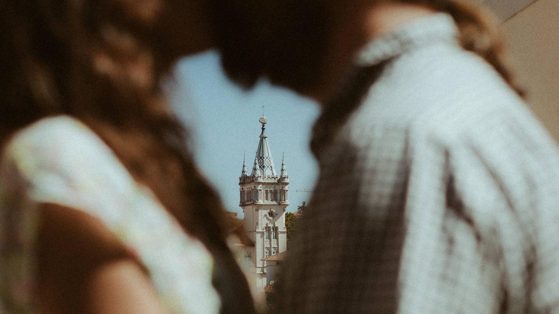 City tower during Ana and Till's Lovers Session in Portugal.