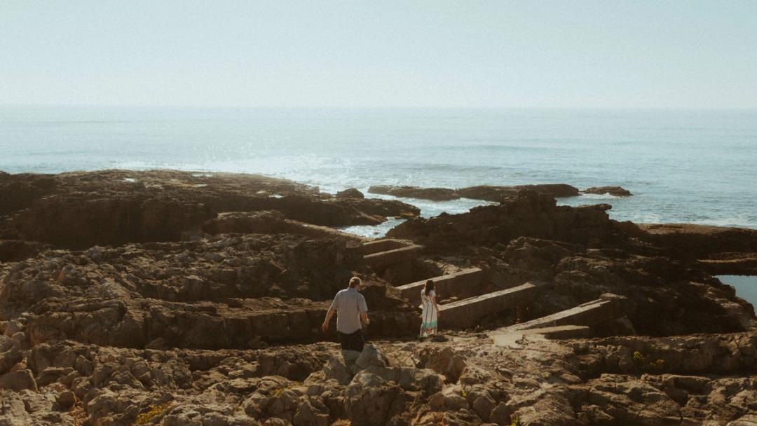 Atlantic coast during Ana and Till's Lovers Session in Portugal.