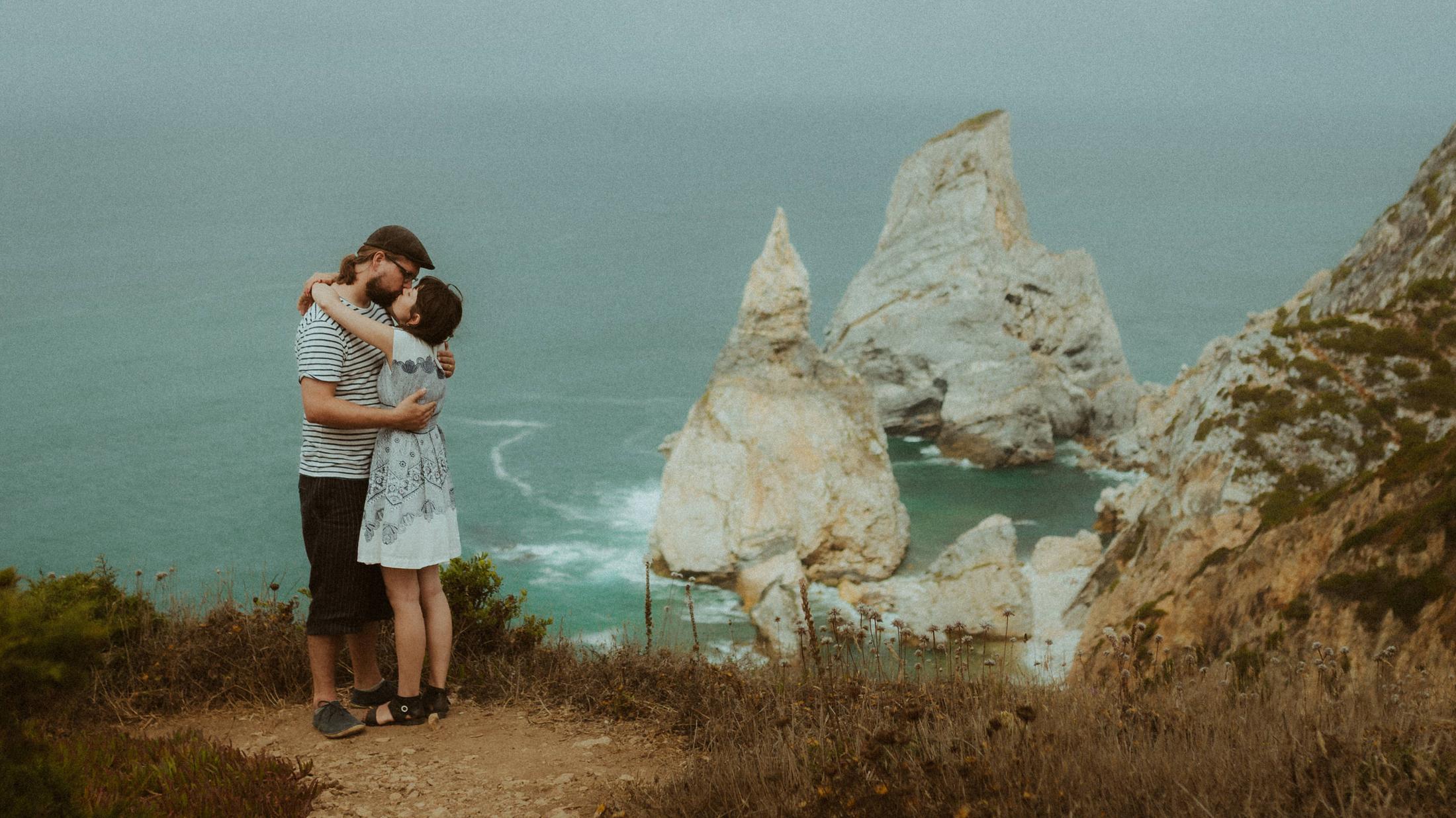 Sea stacks during Ana and Till's Lovers Session in Portugal.