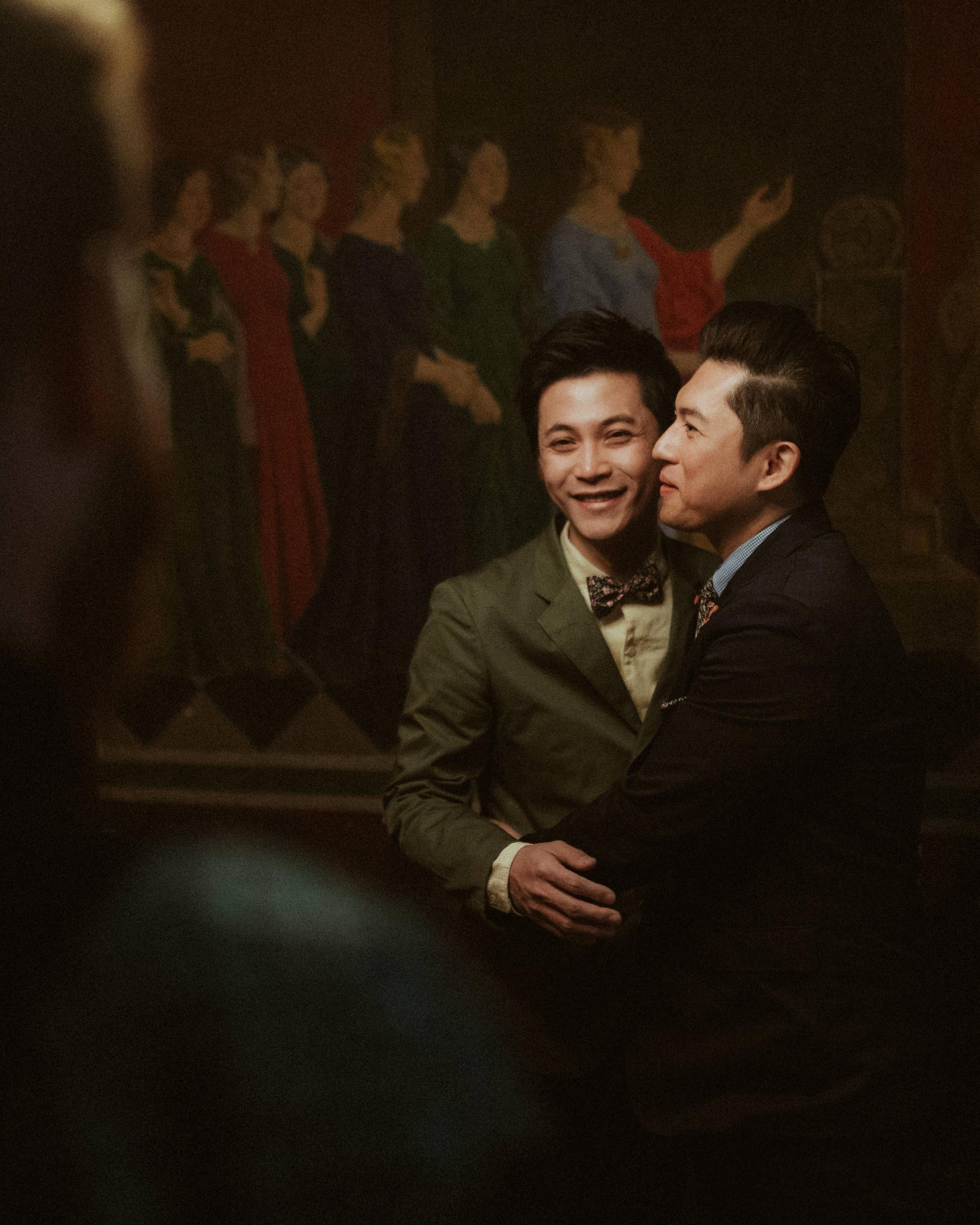 Kevin and Terence embrace after their ceremony at Copenhagen City Hall.