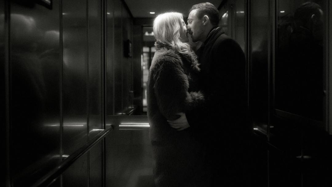 Lorelai and Steffen reflected together in black and white