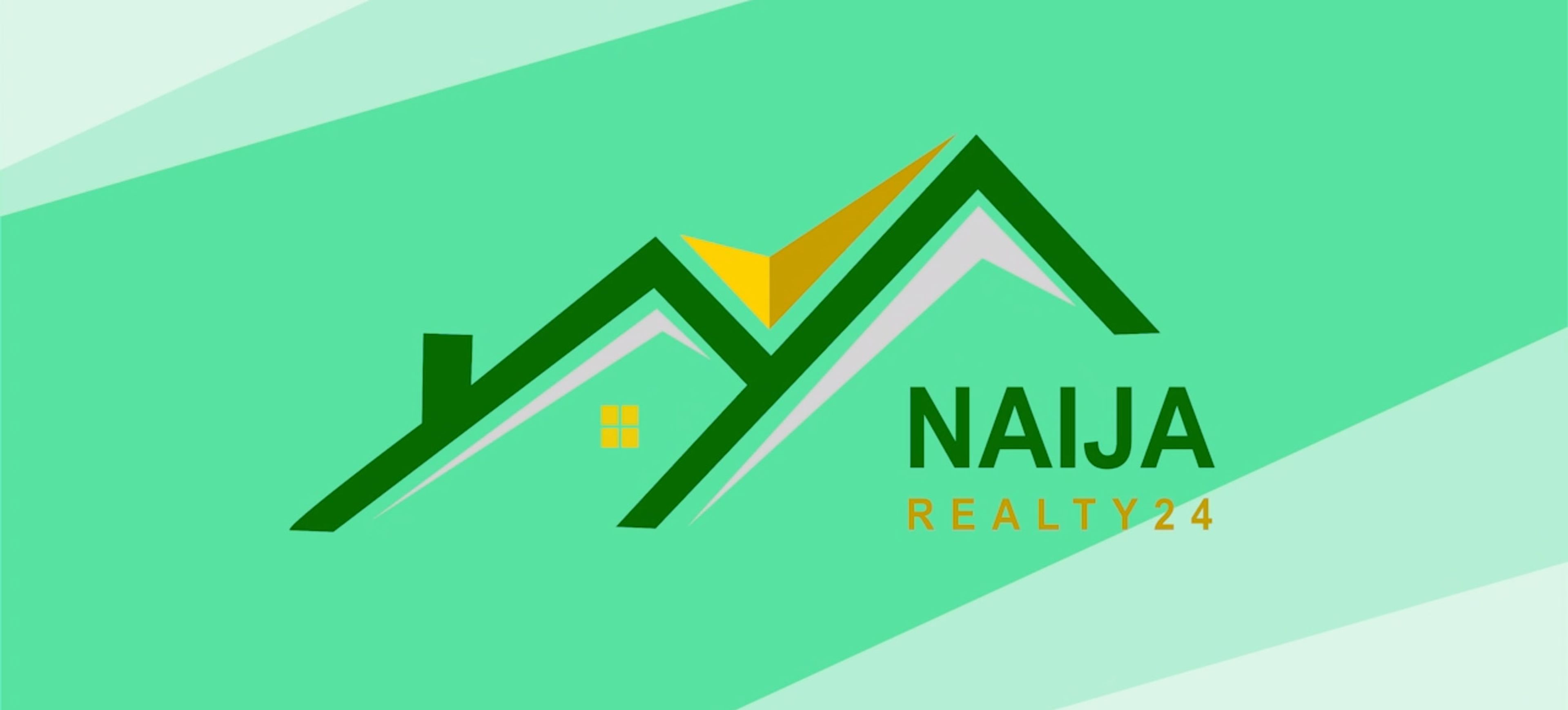 Naija Realty24 logo, green rooftops above the brand name