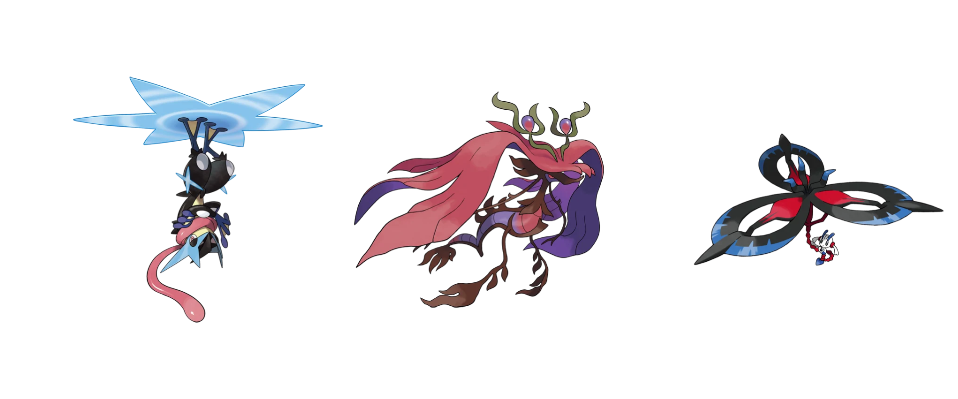 Greninja, Dragalge e Floette in Pokemon Ninja Spinner