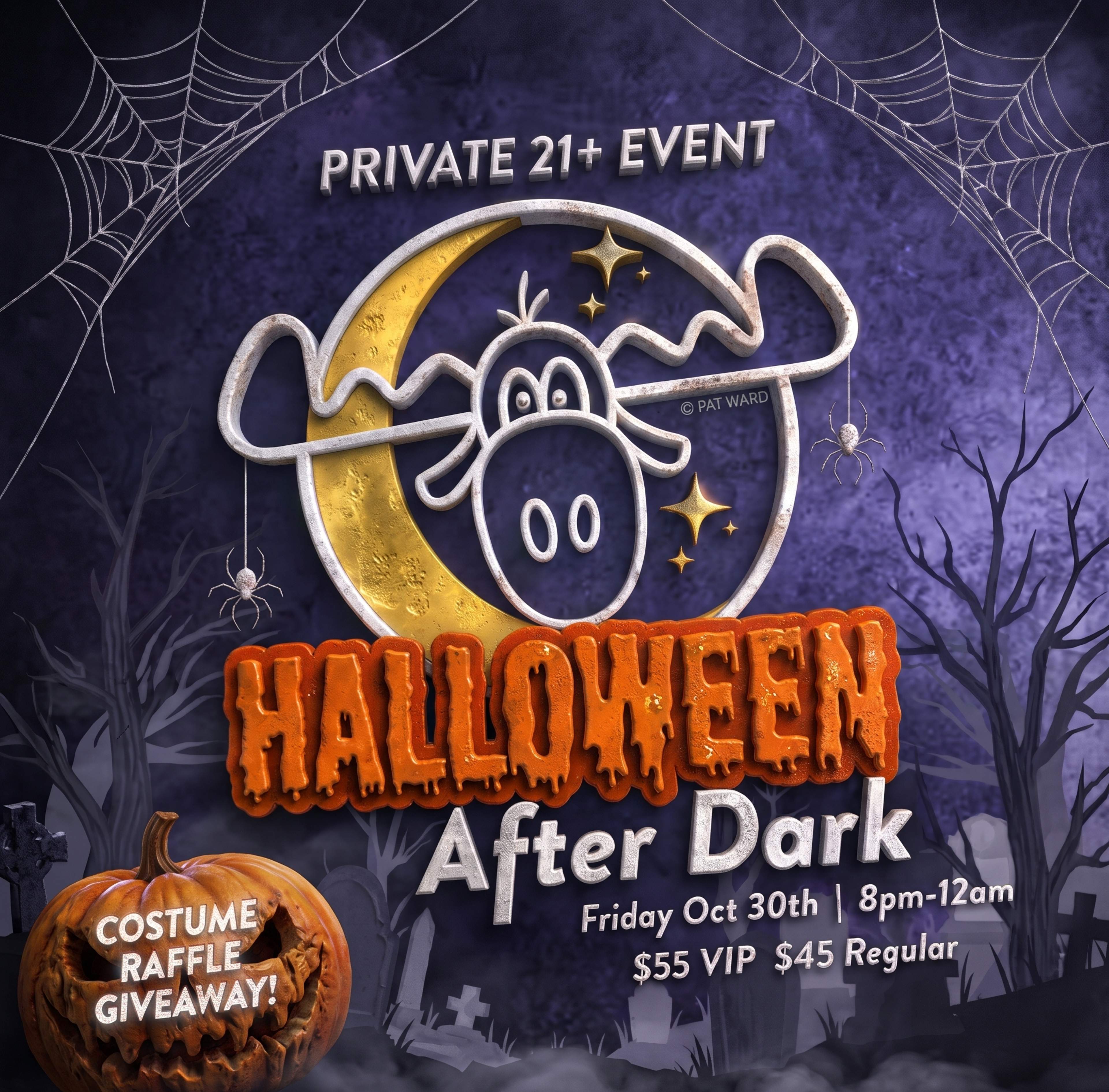 Halloween After Dark. A 21 and Older Event.  Friday, October 30.  7:00 PM - 8:00 PM VIP Early Admissions.  8:00 PM - Midnight.