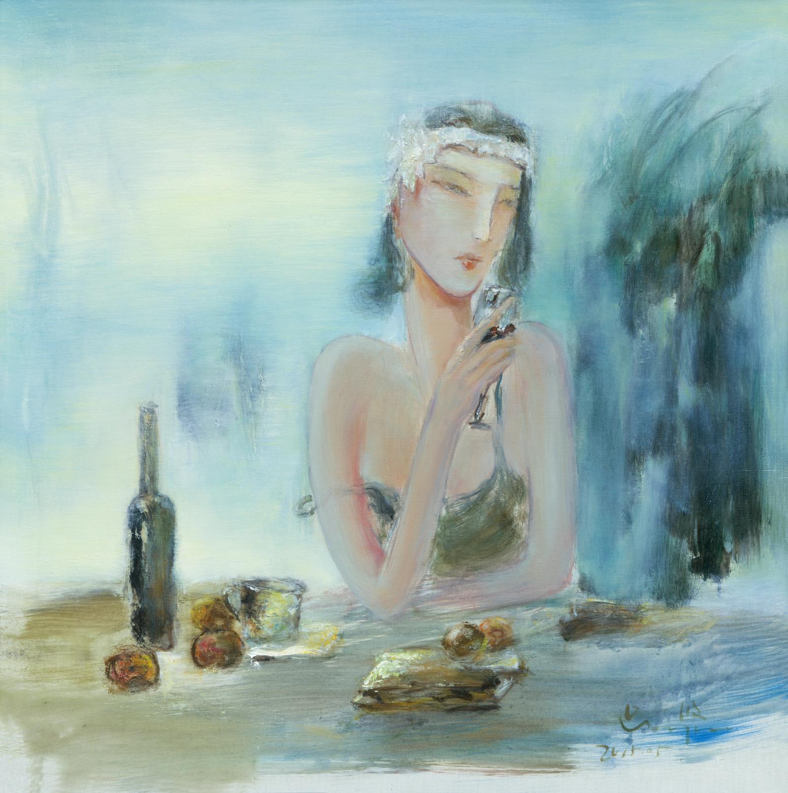 喝红酒的女人NO.8，吴悠作品