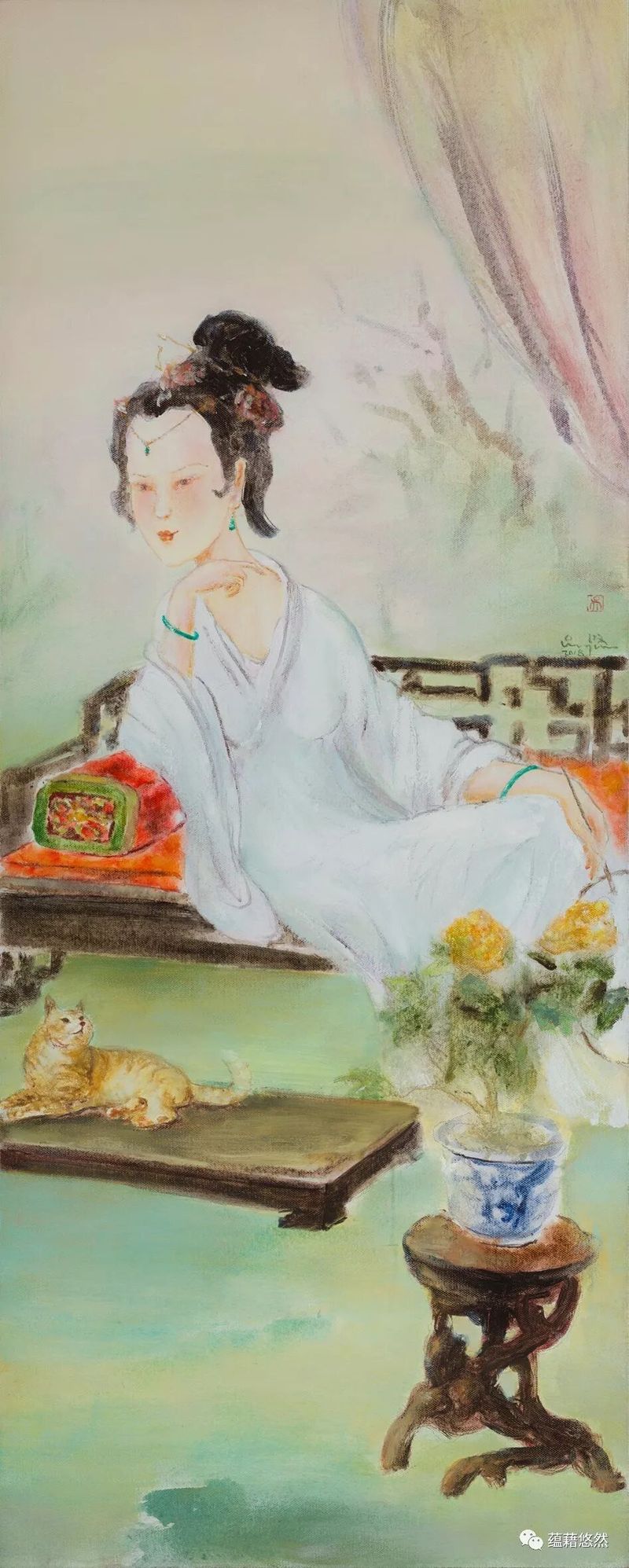 金陵十二钗之可卿春困 布面油彩 150x60cm 2018