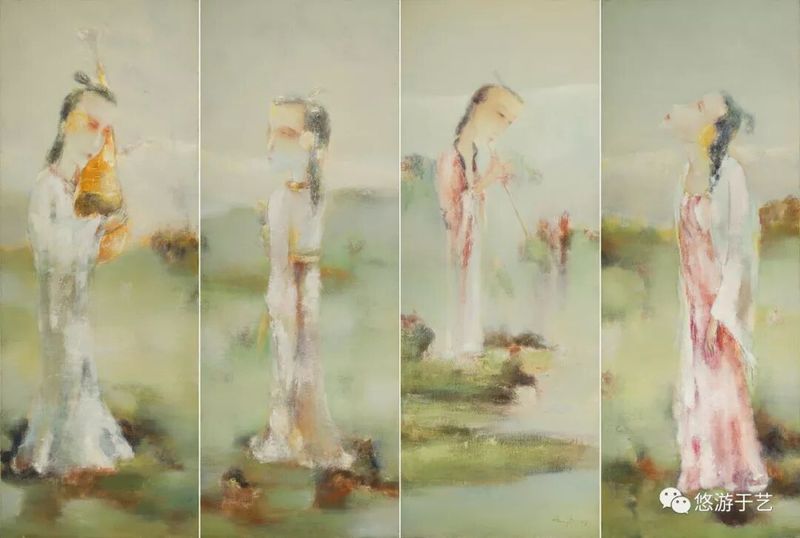 秋水伊人 布面油画 135x50x4 2007