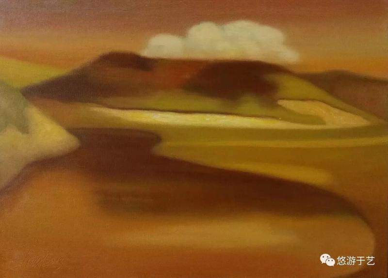 霞光湖色 布面油彩 50x70cm 2017