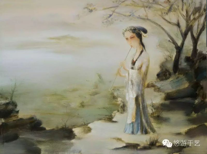 月光的温度——吴悠意象仕女油画配图