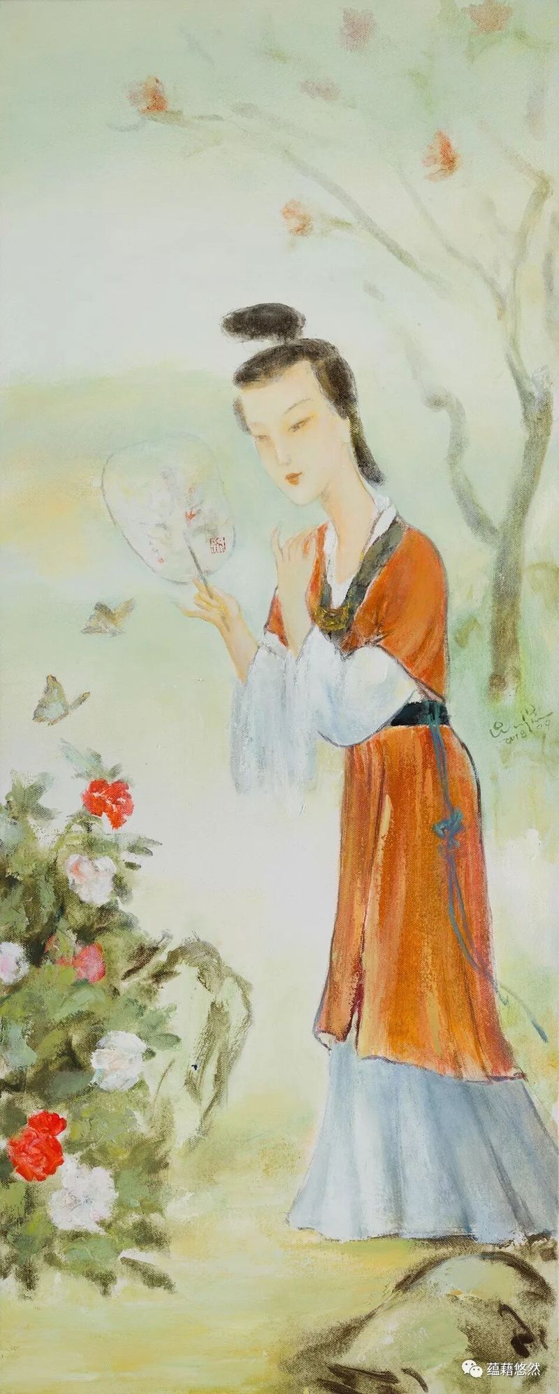 金陵十二钗之宝钗扑蝶 布面油彩 150x60cm 2018