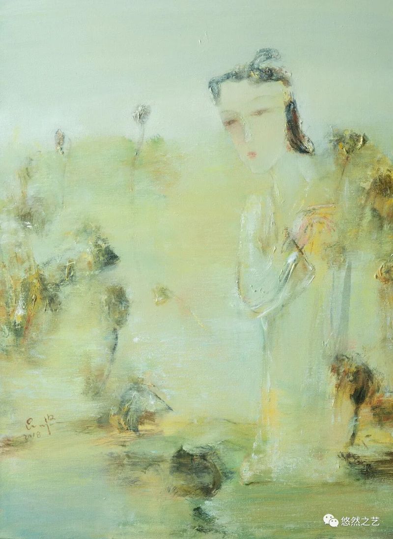 吴悠 采莲曲 布面油画 80 x 60cm