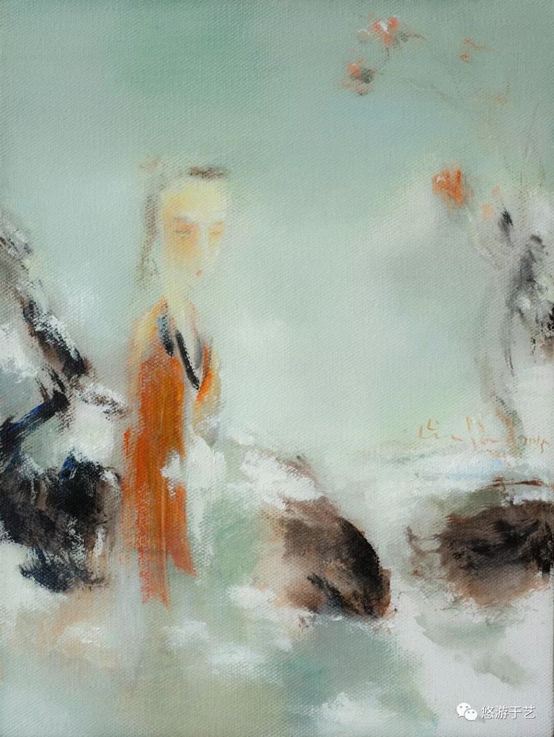踏雪觅梅 40x30cm 布面油画 2015