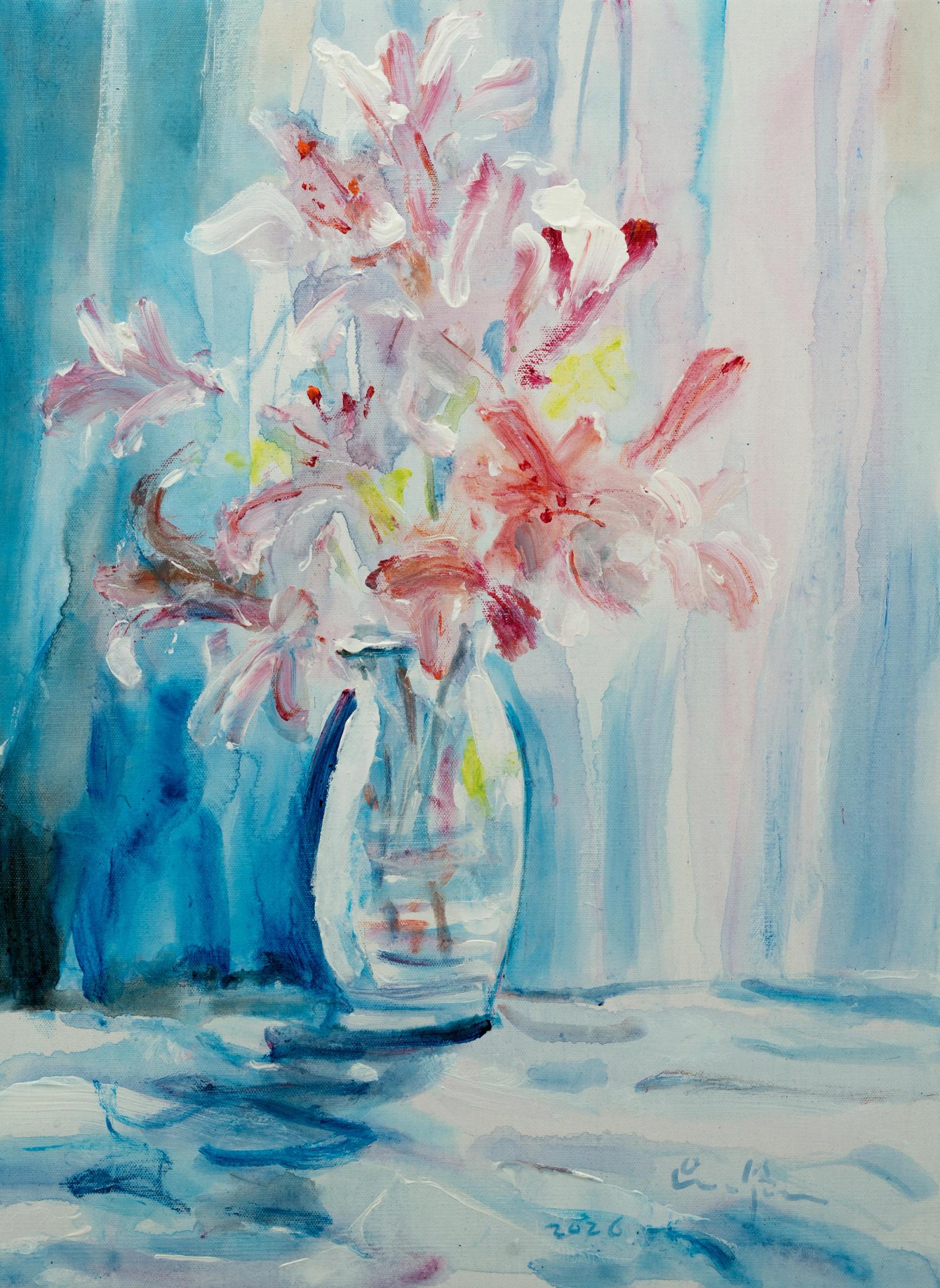 窗台瓶花，吴悠作品