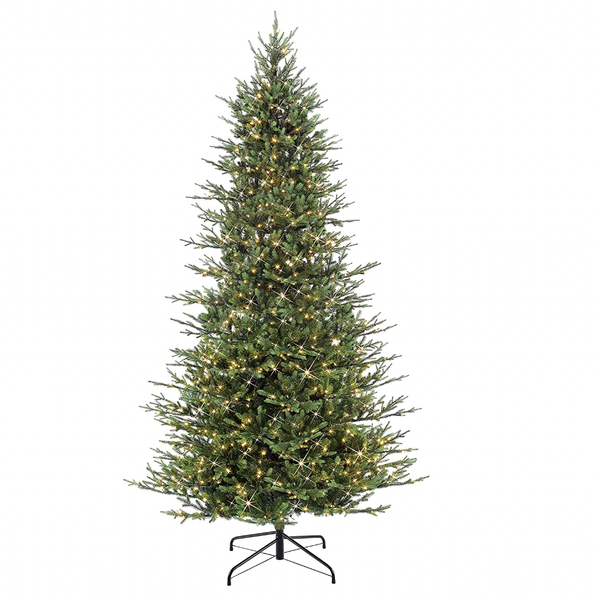 Puleo International 9-Foot Pre-Lit Slim Balsam Fir Artificial Christmas Tree