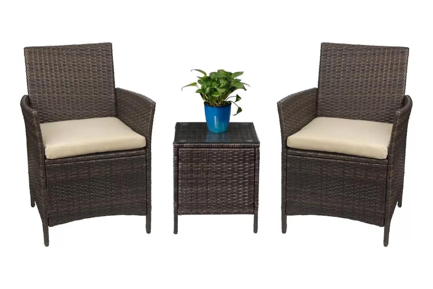 Devoko Wicker Patio Conversation Set