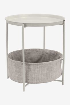 Amazon Basics Round Storage End Table with Cloth Basket