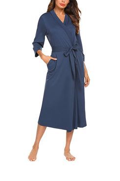 MAXMODA Women Kimono Robes Cotton Long Robe Knit Bathrobe