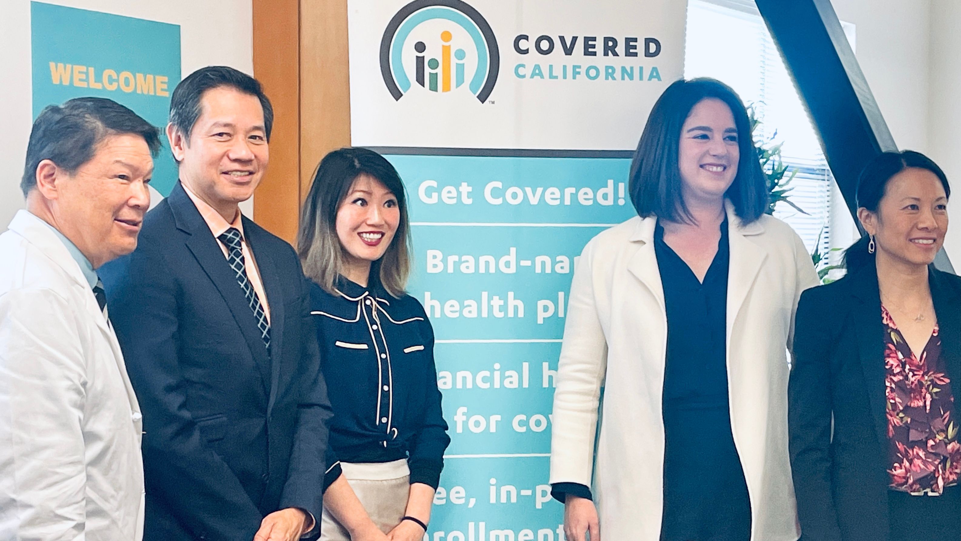 Covered California new Executive Director Jessica Altman (second from right) and healthcare leaders urge members of the Asian community to enroll for health insurance and coverage. Photo by Portia Li