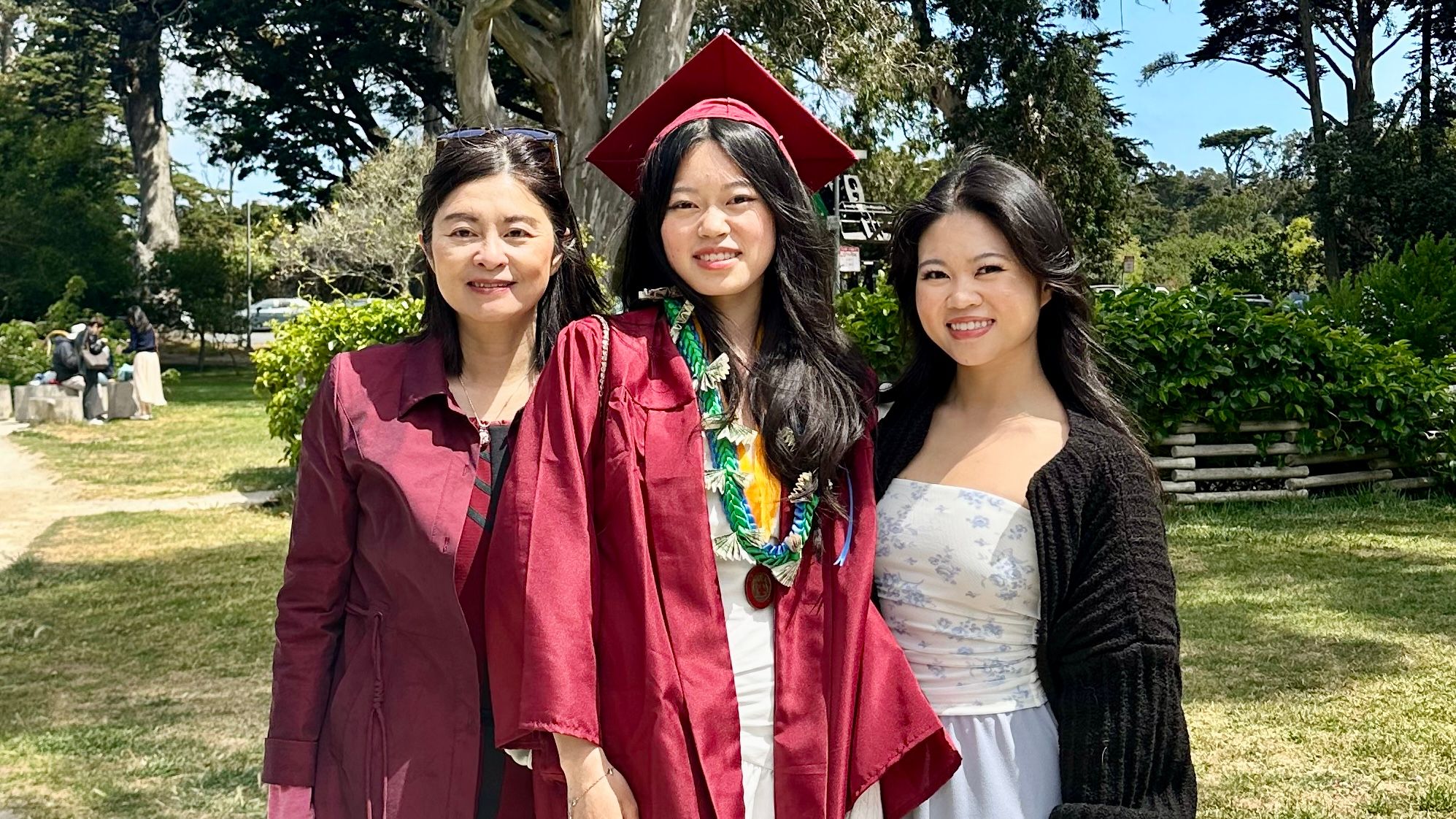 Josephine Zhao, an education and parent leader (left), is grateful for the excellent and equitable education provided by the SF Unified School District where her two daughters graduated and enrolled at UC San Diego and UC Davis respectively. Courtesy Josephine Zhao