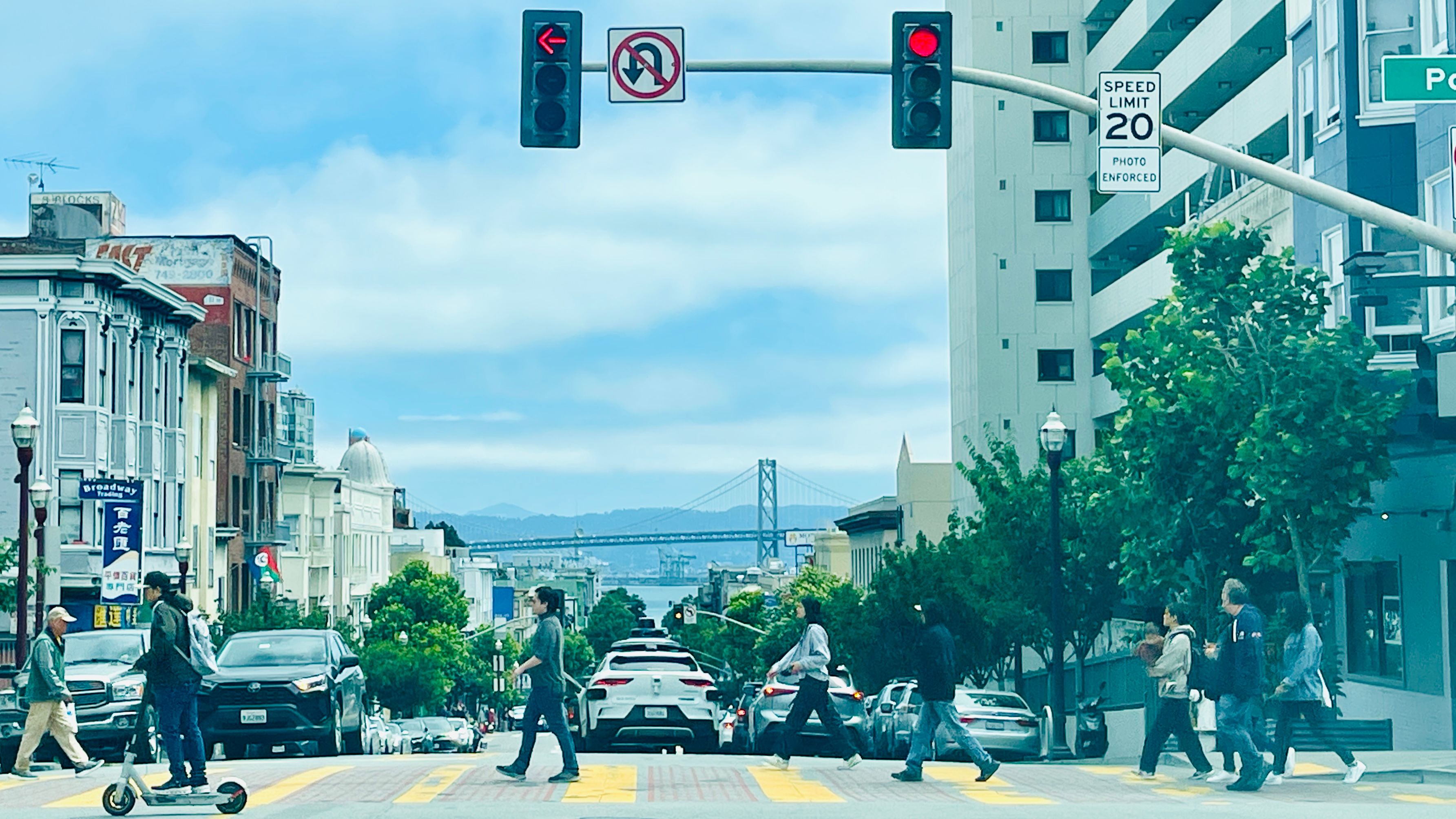 Broadway in San Francisco Chinatown between Powell and Stockton streets is one of the 33 locations in the city to be installed with automated speed cameras under AB 645. Photo by Portia Li
