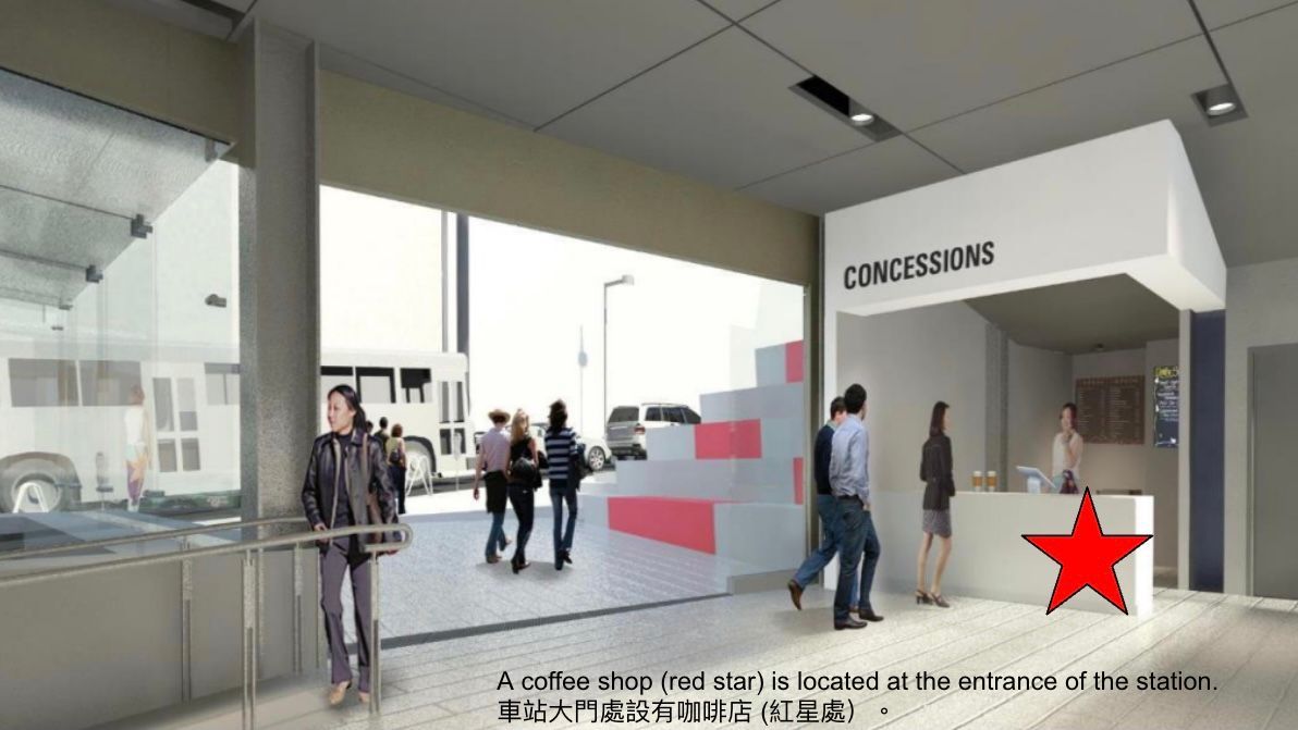 The coffee shop space at the Chinatown - Rose Pak Station. Courtesy SFMTA