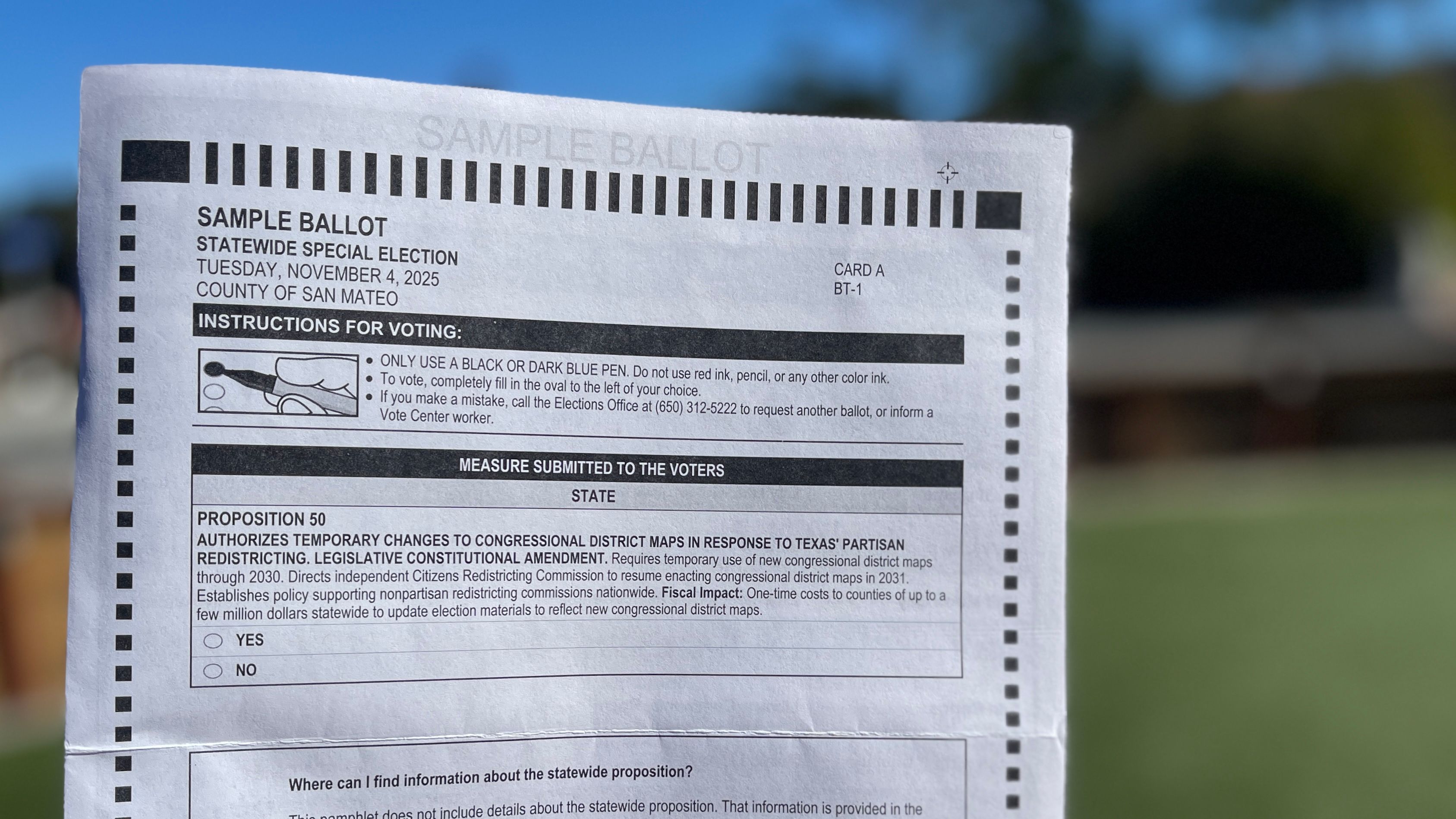 California voters will decide in the upcoming November 4 Special Election if the State Legislature can amend the Constitution of California to adopt temporary changes to congressional district maps for elections in California between 2026 to 20230 in response to Texas’ partisan congressional redistricting. Wind Newspaper photo