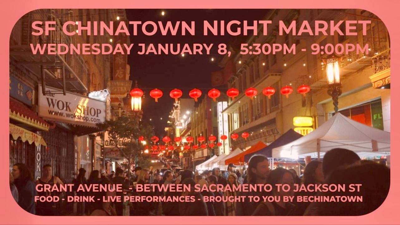 BeChinatown posts the Jan. 8 night market information on Facebook on the same day, Dec. 30, 2024. “Brought to you by BeChinatown” is listed as the organizer without mentioning Team Lurie and the celebration of inauguration. Screenshot