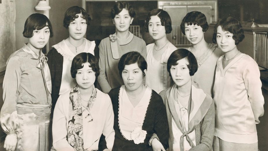 Staff members of the Bank of America Chinatown branch in the 1920s were all Chinese American women. Courtesy Bank of America