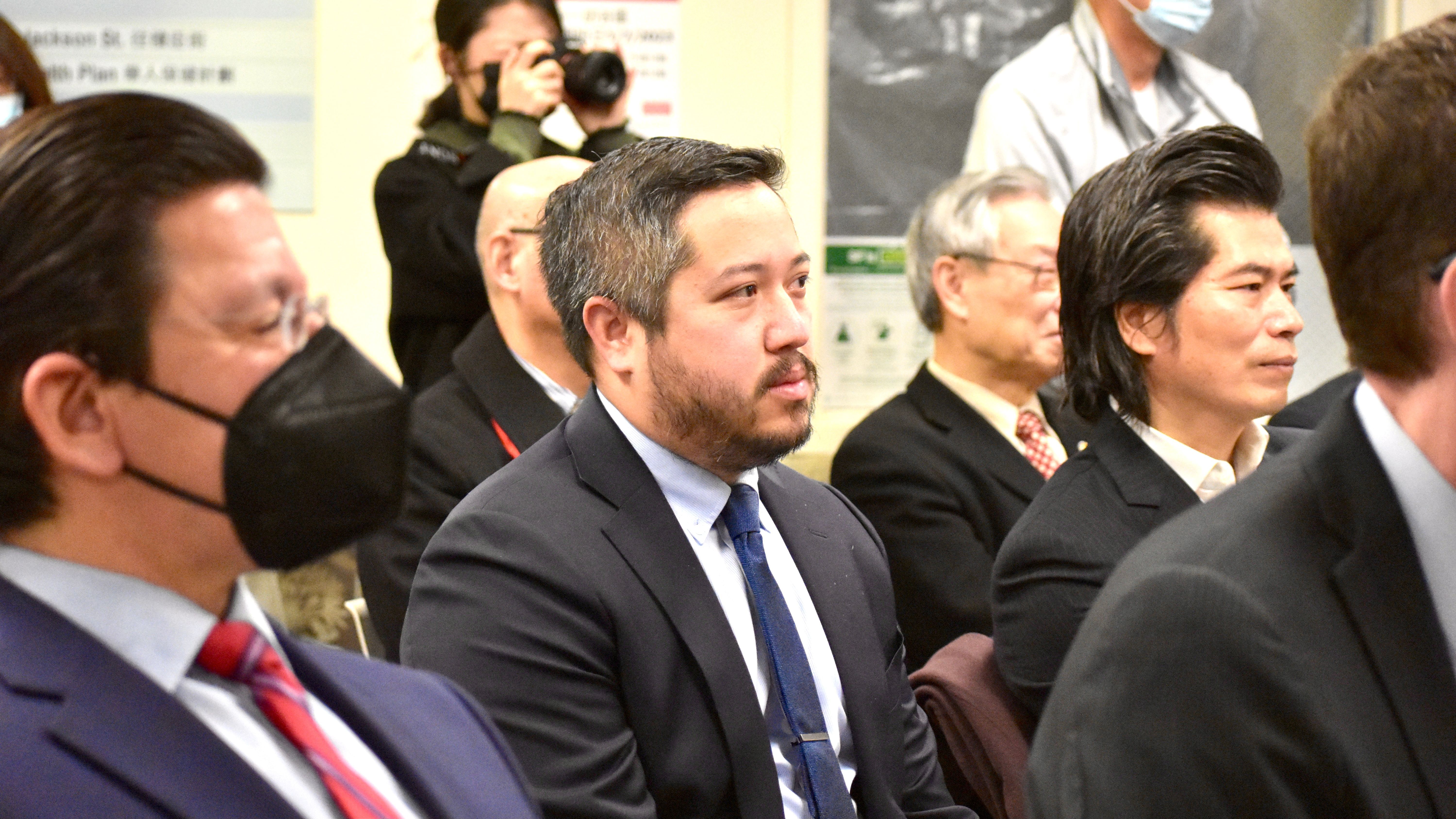 Misha Tsukerman (center) is a new board member of Chinese Hospital representing Chinese Democratic Constitutionalist Party. Photo by Portia Li