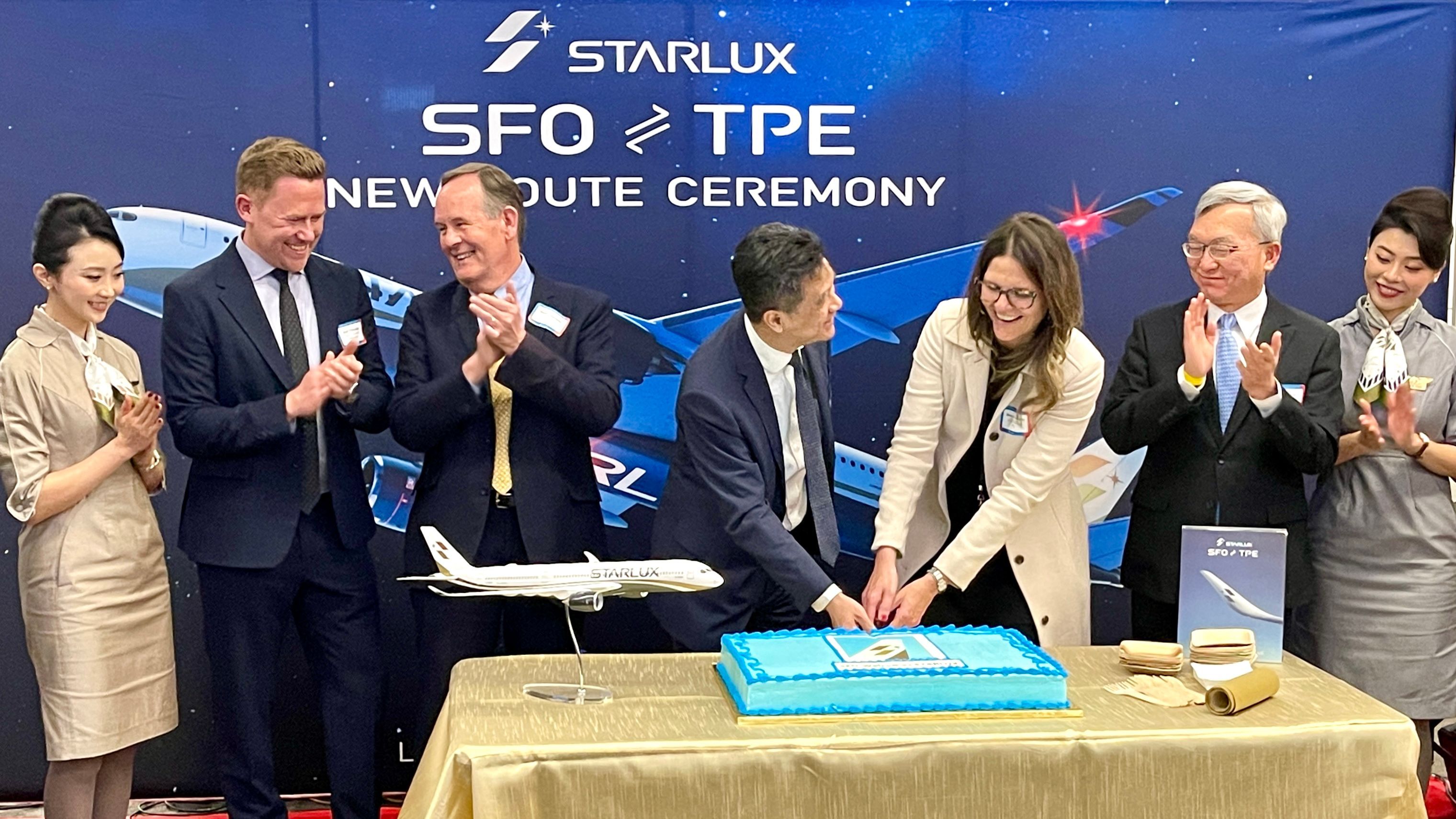Starlux hosts the inaugural ceremony to celebrate the brand new direct flights between San Francisco and Taipei. Photo by Portia Li
