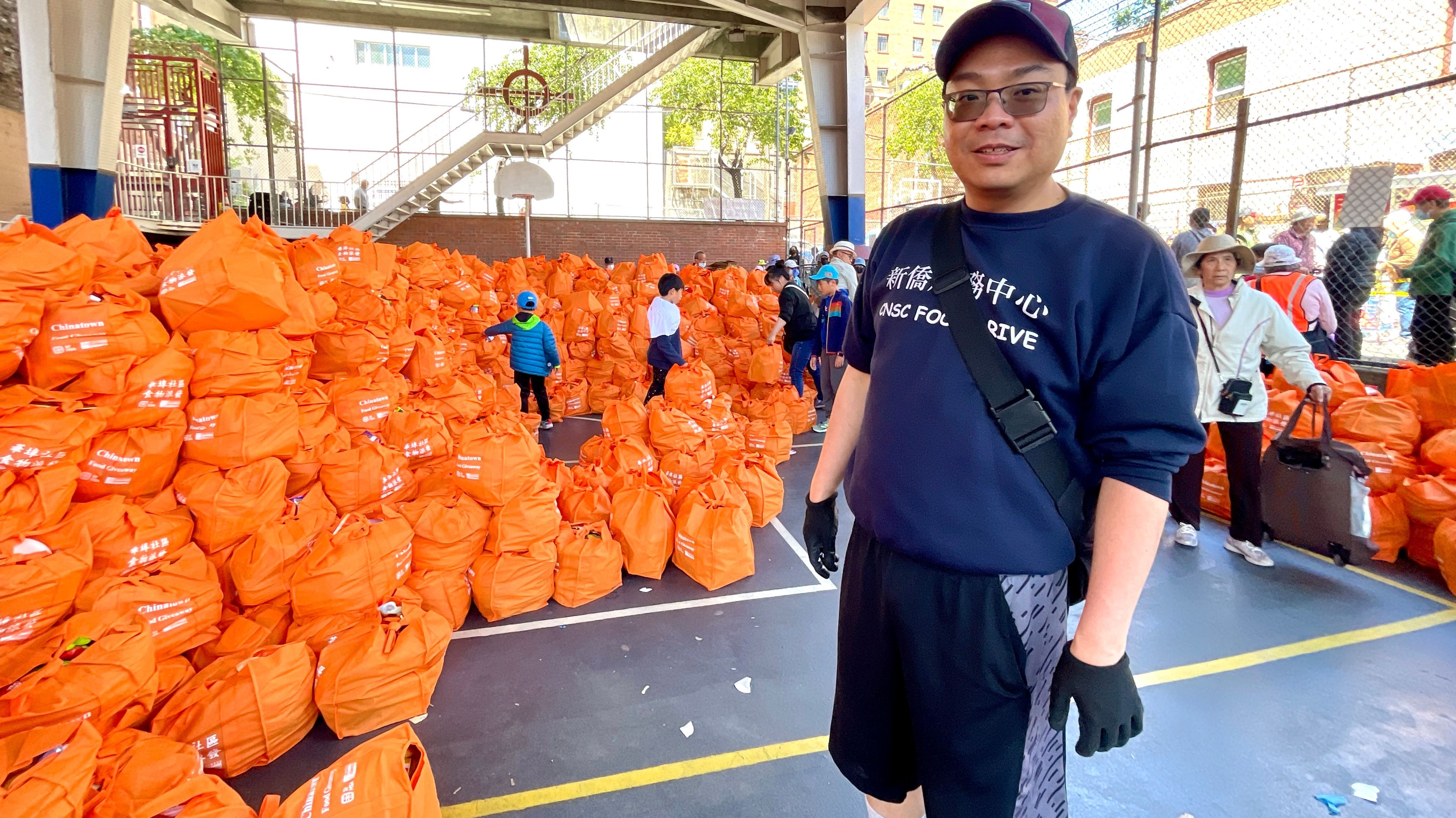 George Chan stays overnight to protect 5,000 food bags