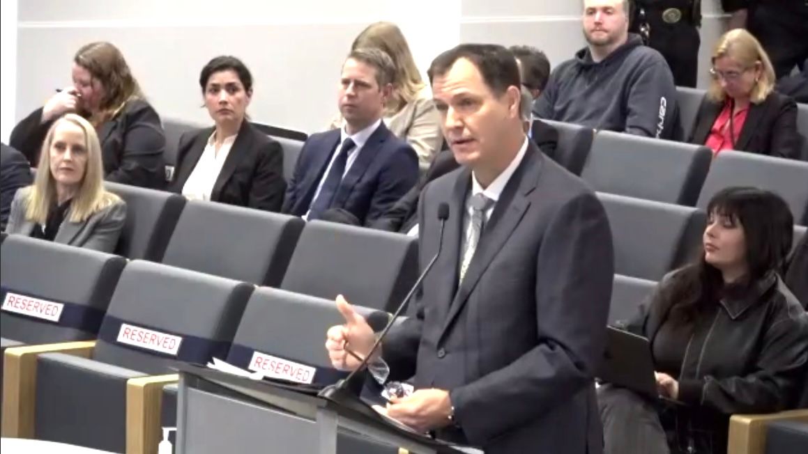 Gilroy Interim Police Chief Kenneth Binder answers questions from the Board of Supervisors before he is appointed as the new San Mateo County Sheriff for a 3-year term until January 2029.  Screenshot 